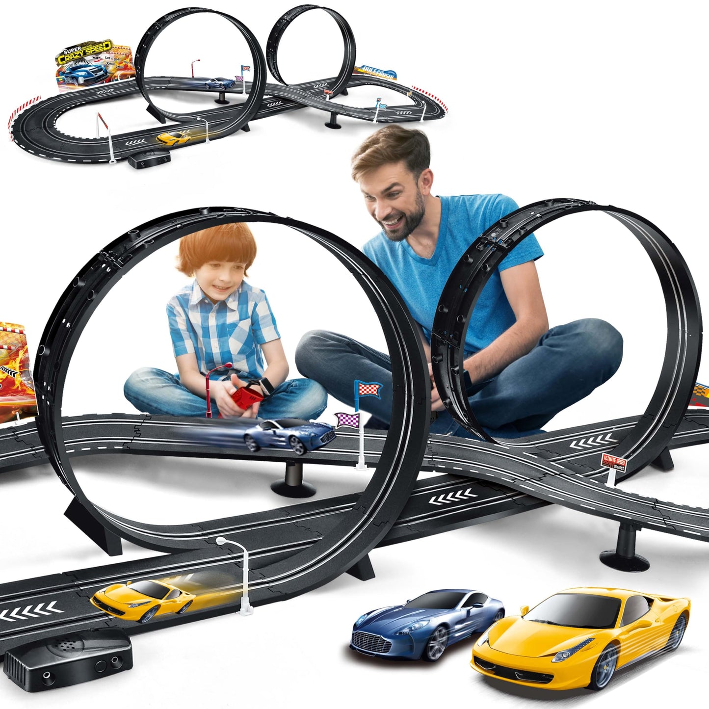 Rcovasc Kids Electric Slot Car Race Track Set | 2 Cars, Beginner Friendly