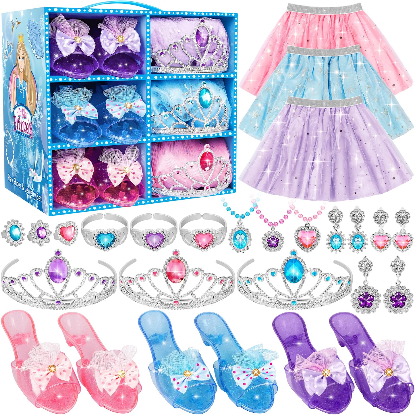 Rcovasc Princess Dress Up Set – Skirts, Shoes & Jewelry for Girls (Ages 3–6)