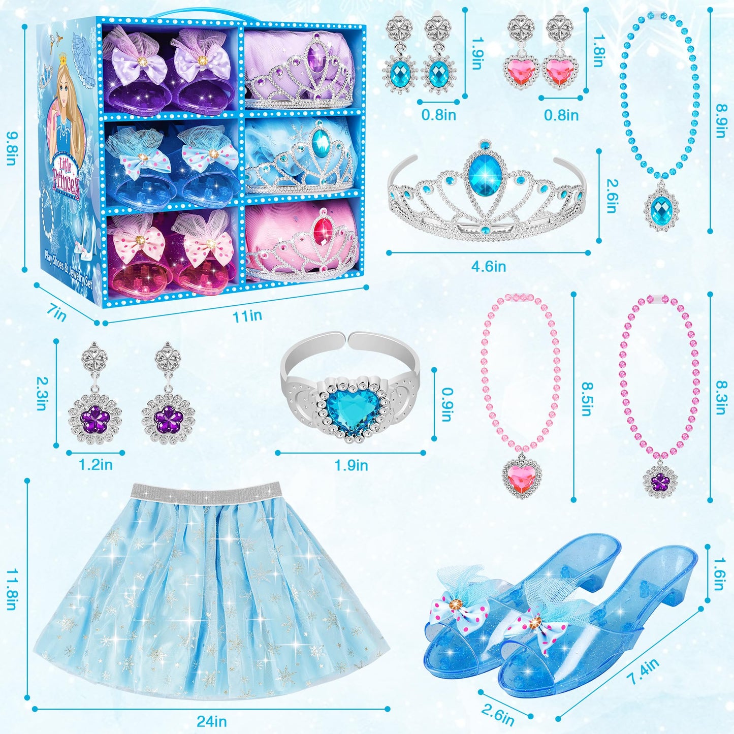 Rcovasc Princess Dress Up Set – Skirts, Shoes & Jewelry for Girls (Ages 3–6)