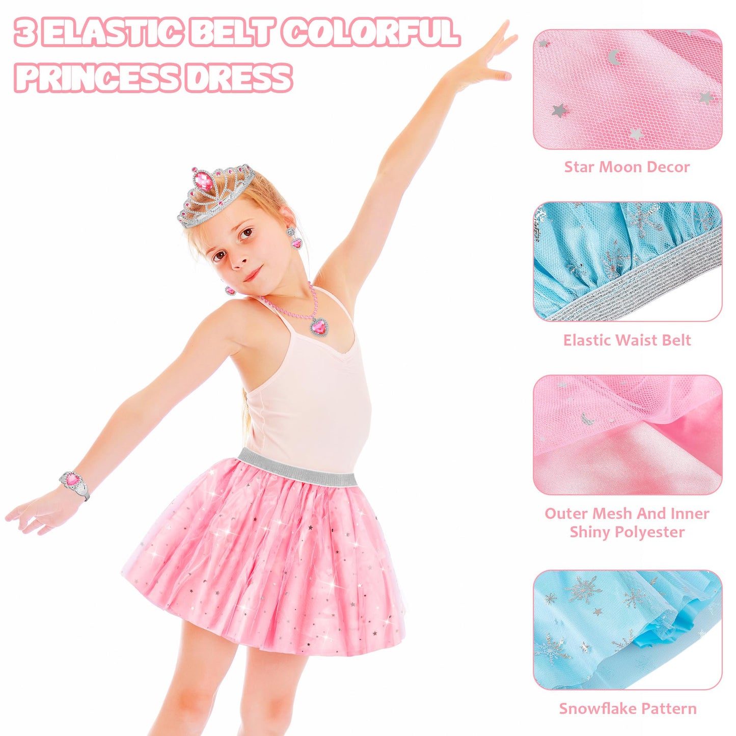 Rcovasc Princess Dress Up Set – Skirts, Shoes & Jewelry for Girls (Ages 3–6)