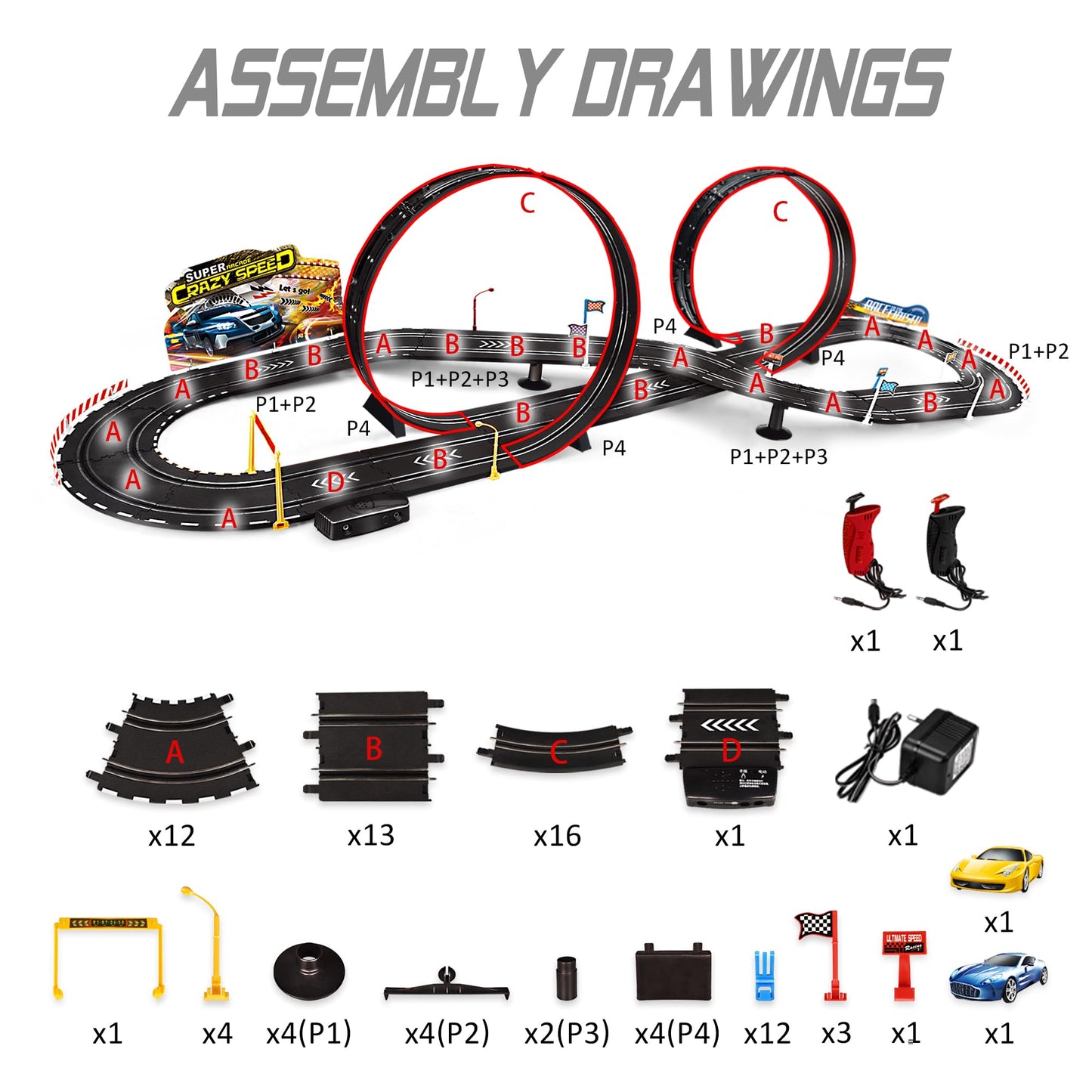 Rcovasc Kids Electric Slot Car Race Track Set | 2 Cars, Beginner Friendly