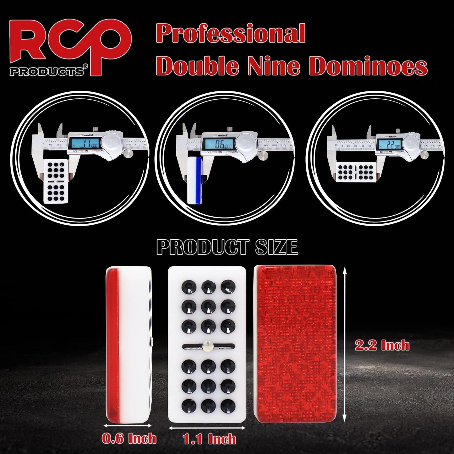 RCP PRODUCTS Double Nine Dominoes Set – 55 High-Gloss Tiles in Walnut Box
