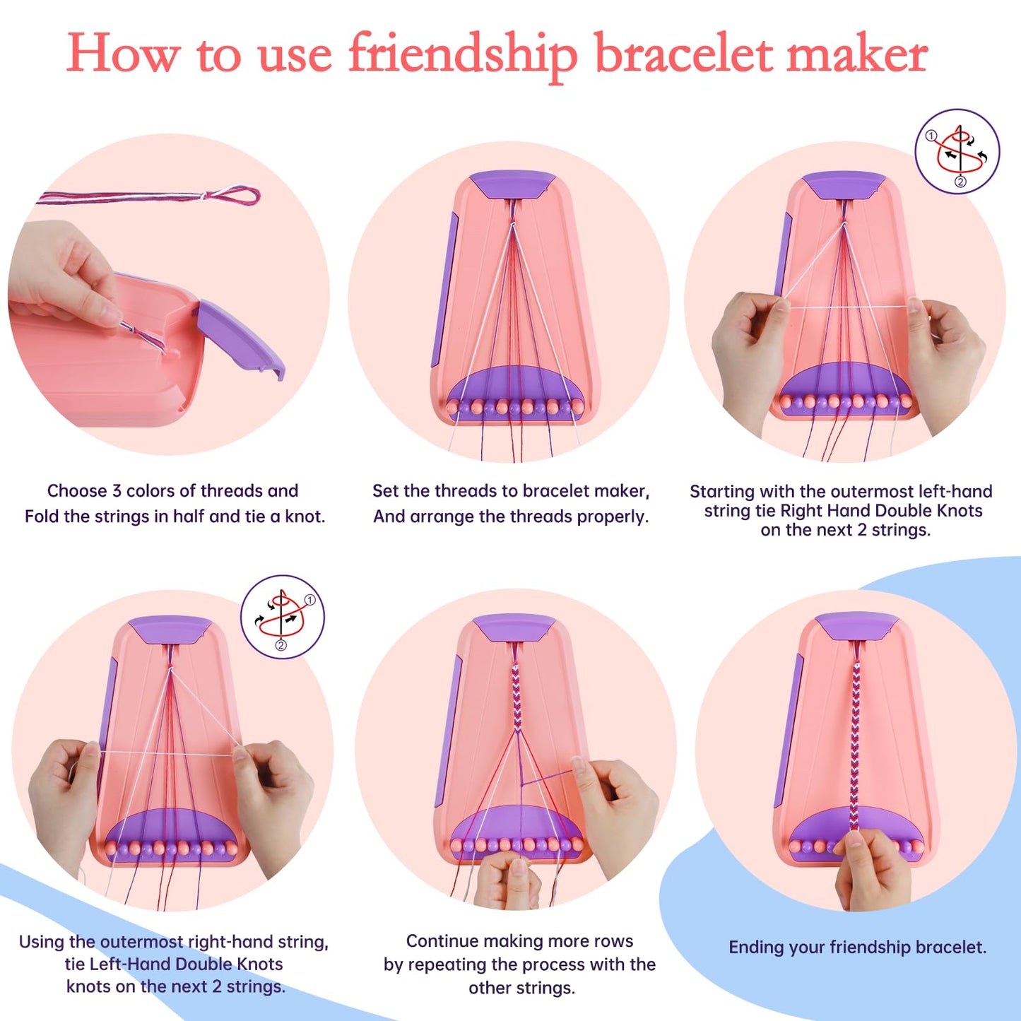 Rdfmy Friendship Bracelet Making Kit for Girls – Pink & Purple String Art Set (Ages 8-12)