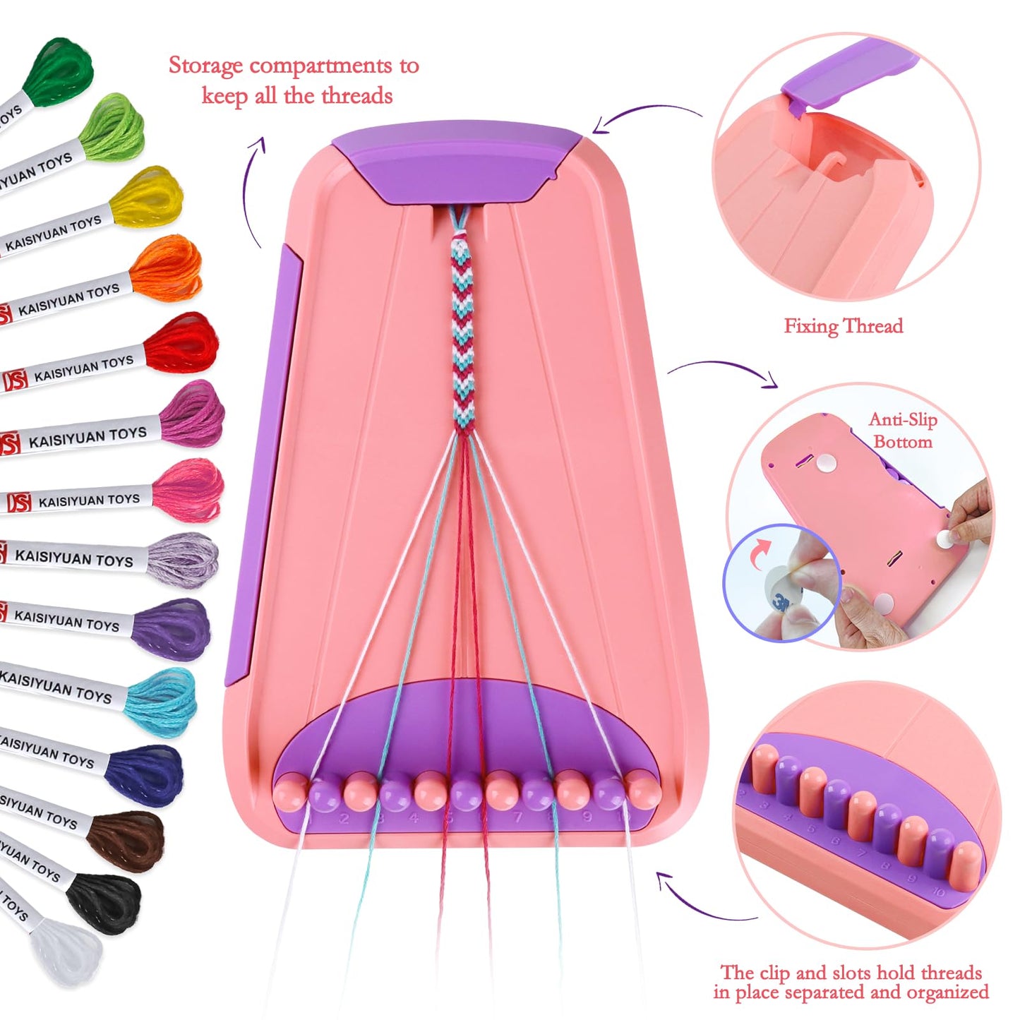 Rdfmy Friendship Bracelet Making Kit for Girls – Pink & Purple String Art Set (Ages 8-12)