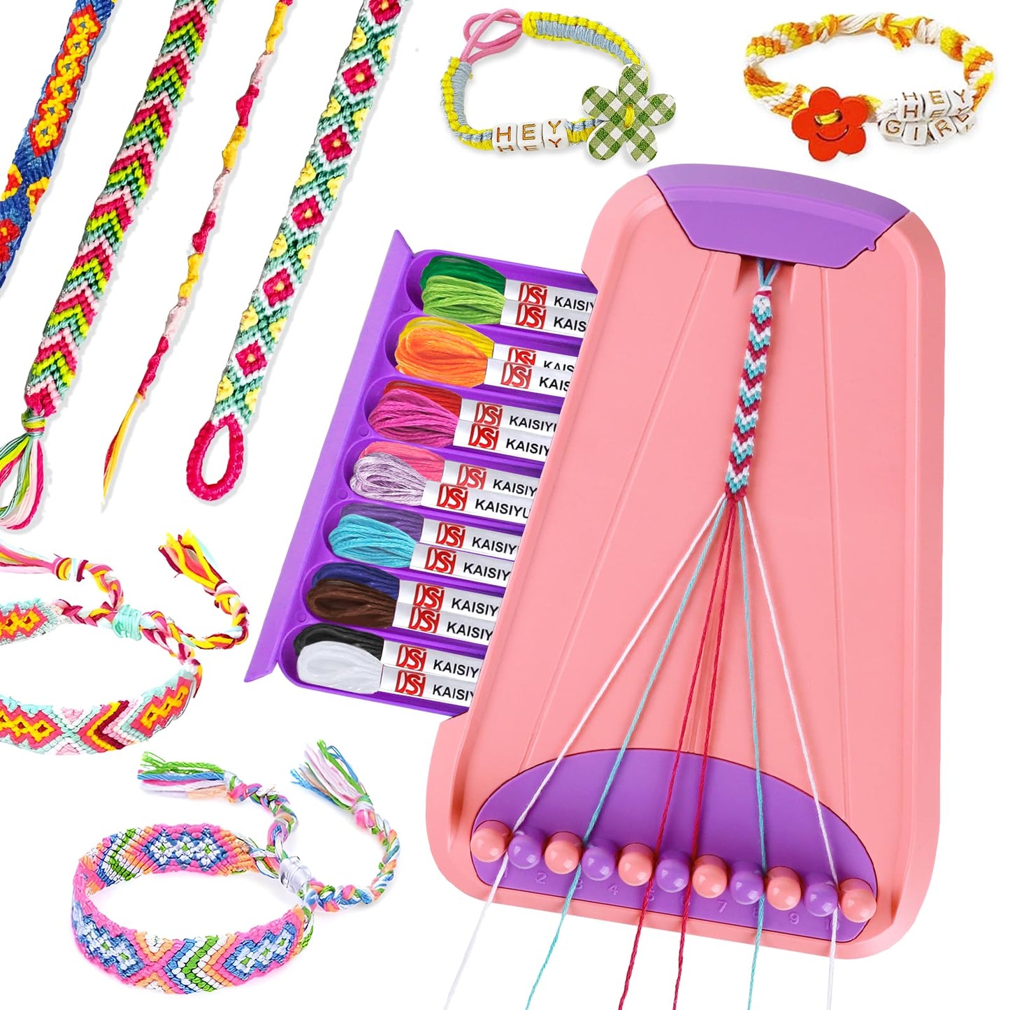 Rdfmy Friendship Bracelet Making Kit for Girls – Pink & Purple String Art Set (Ages 8-12)