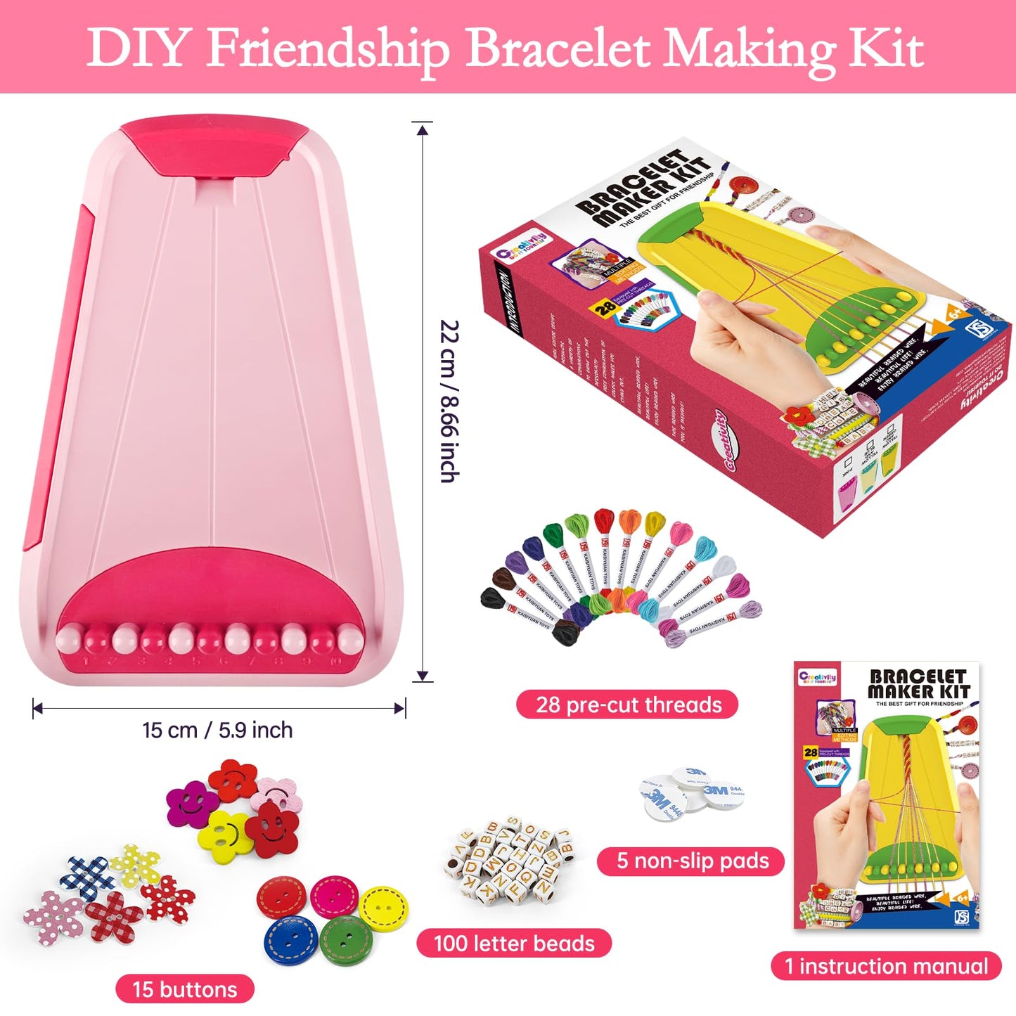 Rdfmy Friendship Bracelet Making Kit for Girls | Creative Arts & Crafts Kit for Kids 8-12