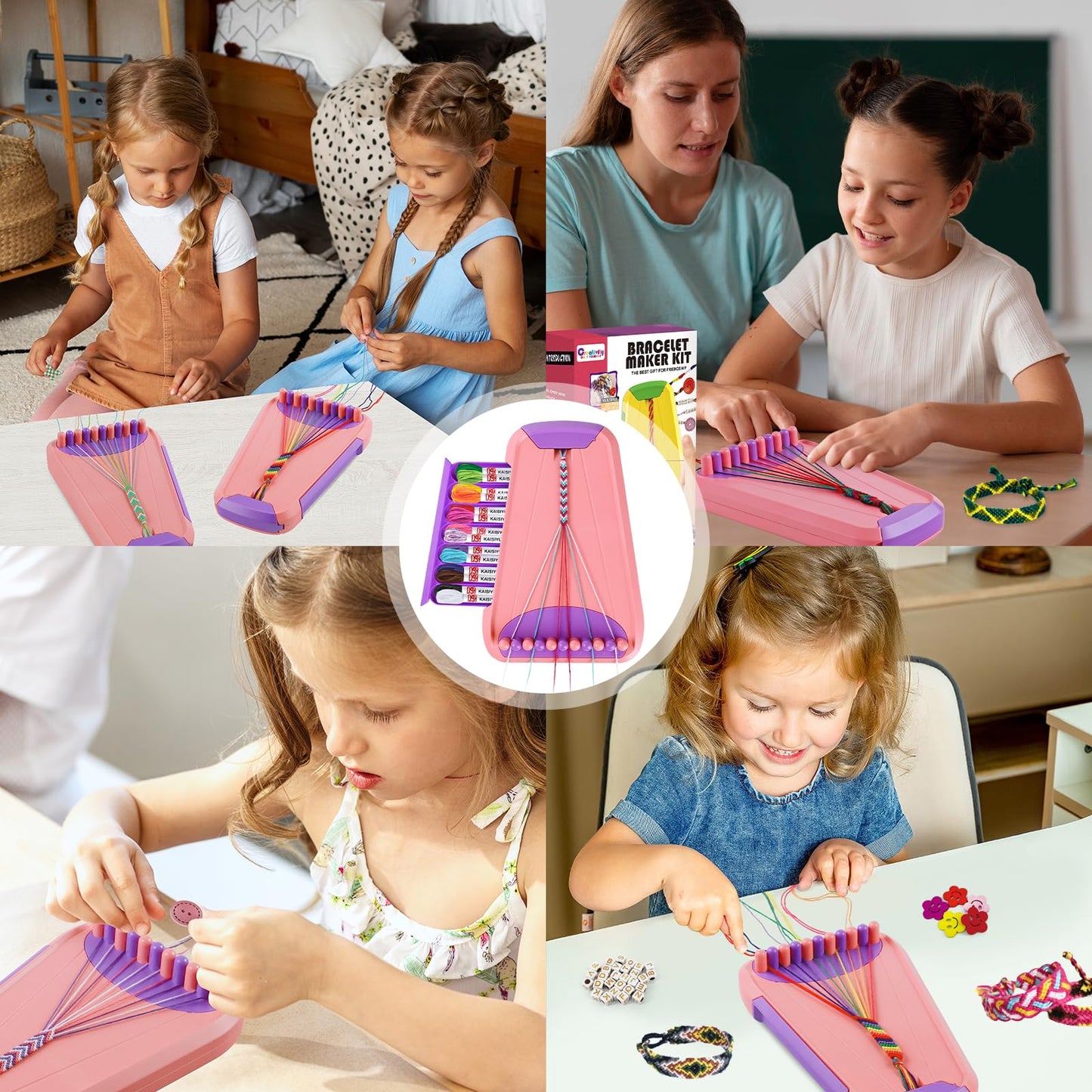 Rdfmy Friendship Bracelet Making Kit for Girls – Pink & Purple String Art Set (Ages 8-12)