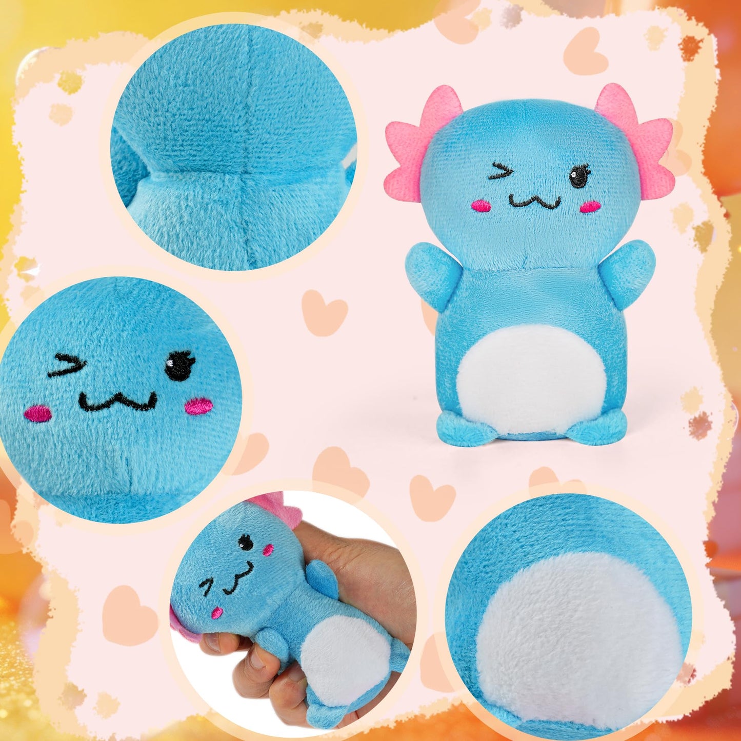 Rdogeia 12Pcs Valentines Day Axolotl Plush Toys for Kids – Cards & Mini Plush Set