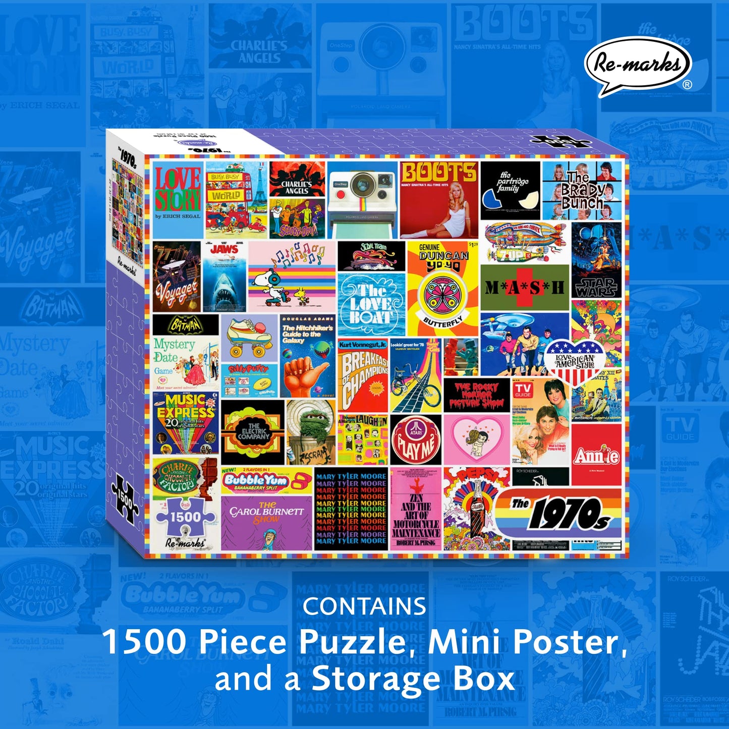 Re-Marks 1970s Pop Culture Puzzle – 1500 Pieces for All Ages | Made in USA