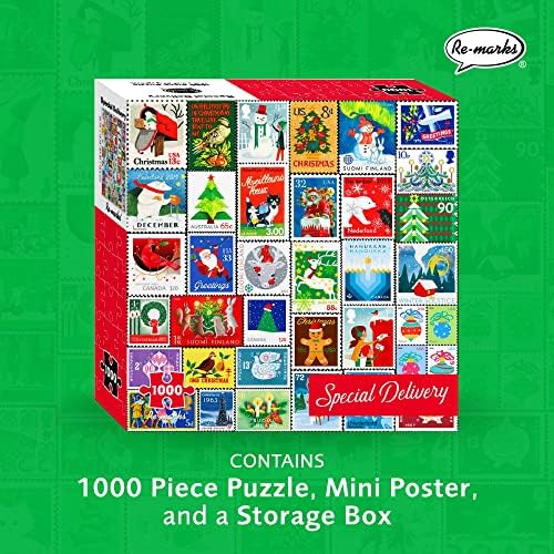 Re-Marks 1000-Piece Christmas Collage Puzzle – Berry, 26.75 x 19.25 in | All Ages