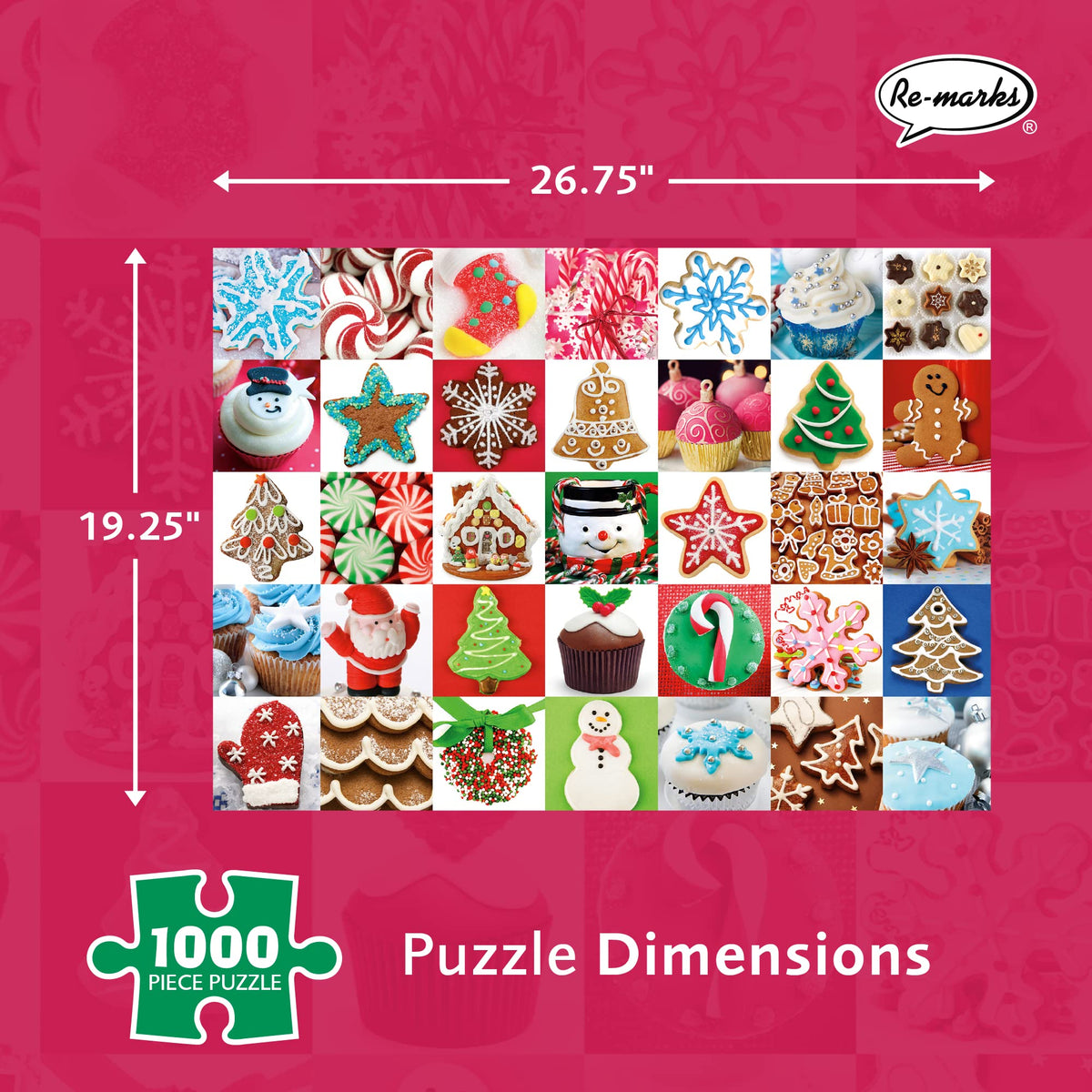 Re-Marks Holiday Treats Puzzle – 1000-Piece Christmas Collage for All Ages
