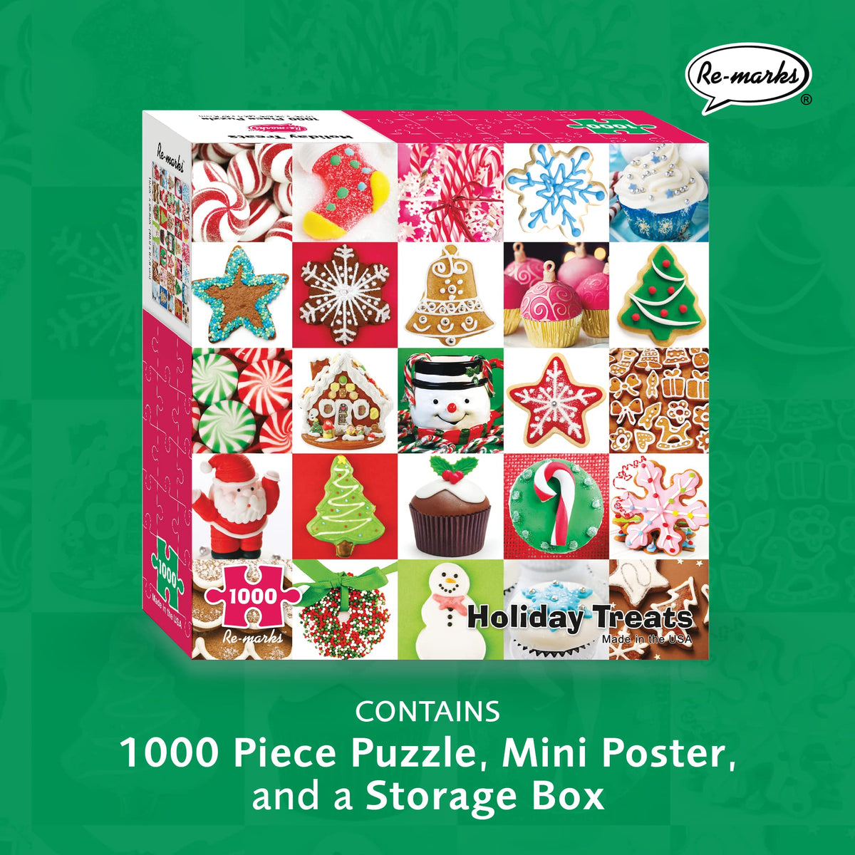 Re-Marks Holiday Treats Puzzle – 1000-Piece Christmas Collage for All Ages
