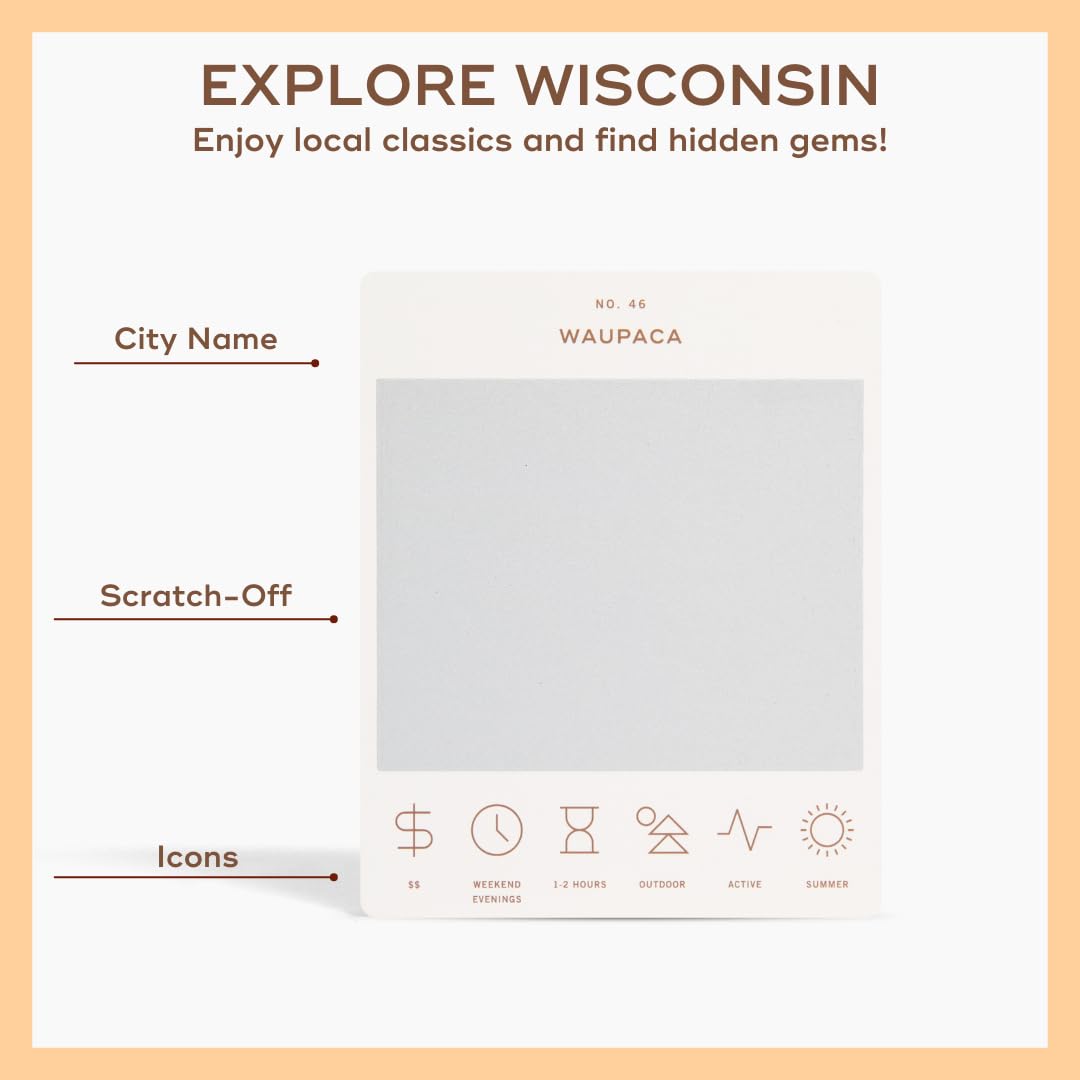 Reach International Outfitters Wisconsin Adventure Bucket List — 50 Scratch-Off Cards for Outdoor Activities & Road Trips