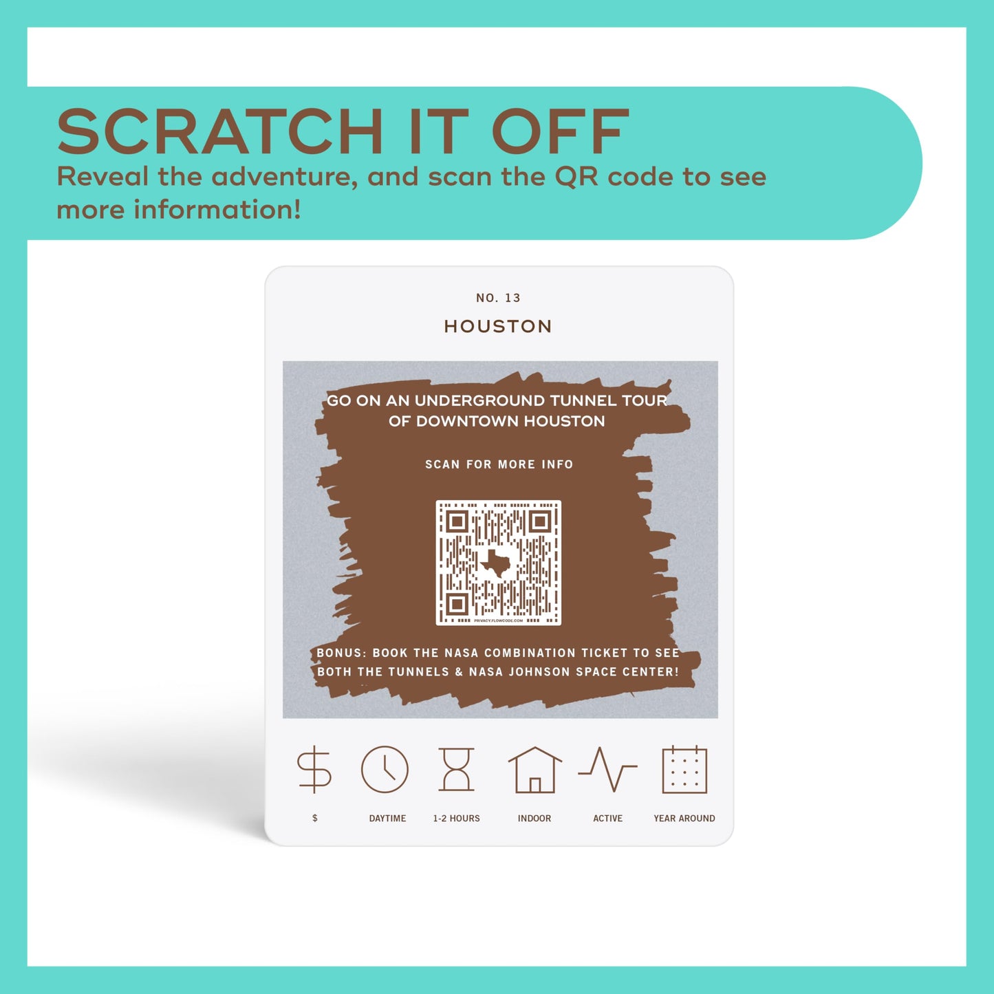 Reach International Outfitters Houston Adventure Bucket List – 50 Scratch-Off Cards for Outdoor Activities & Landmarks