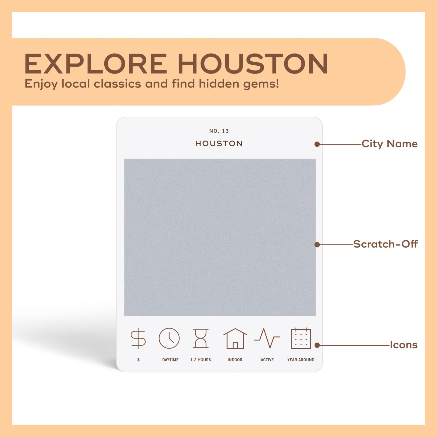 Reach International Outfitters Houston Adventure Bucket List – 50 Scratch-Off Cards for Outdoor Activities & Landmarks