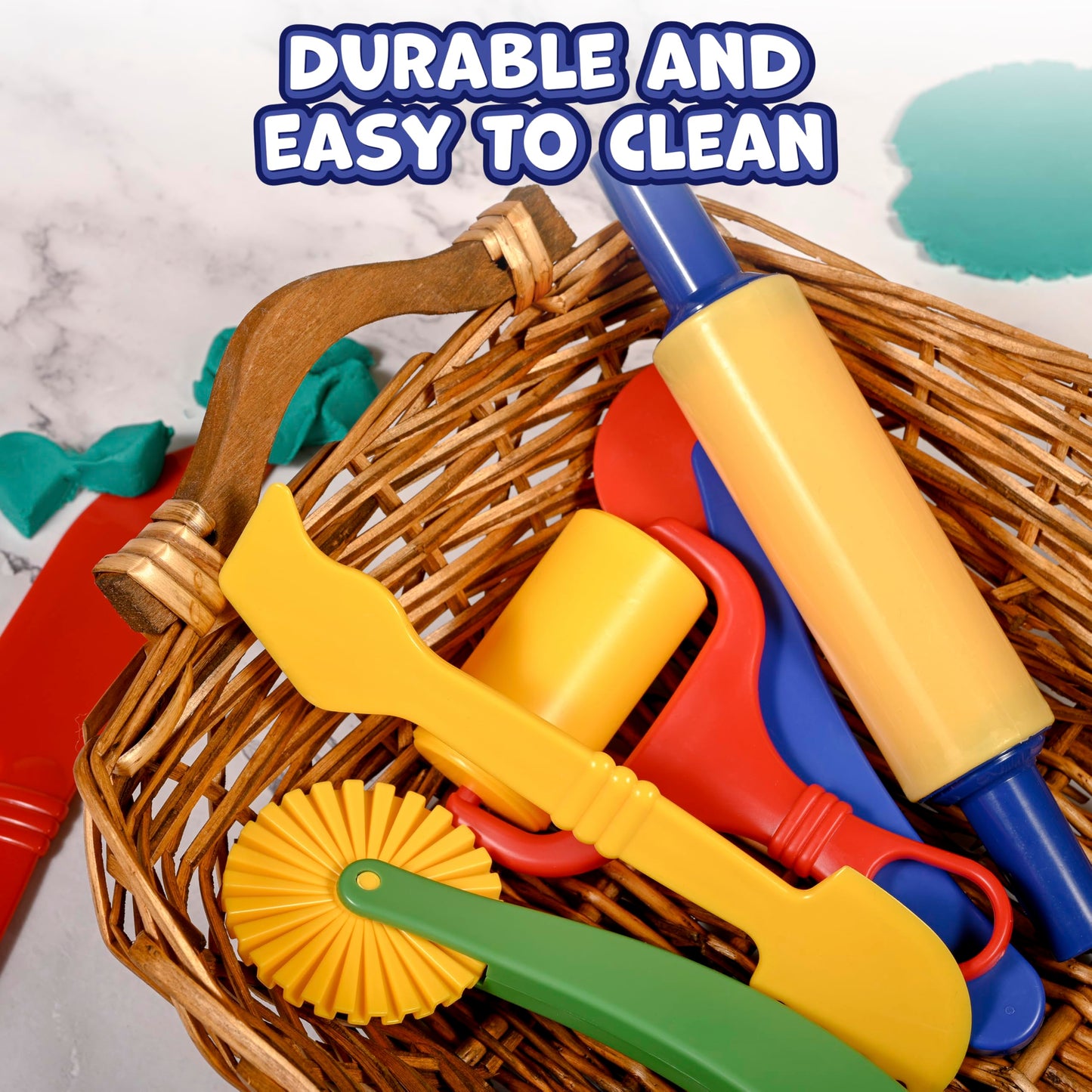 READY 2 LEARN Dough Tools Set (6) – Roll, Cut, Mold & Flatten for Toddler Crafts