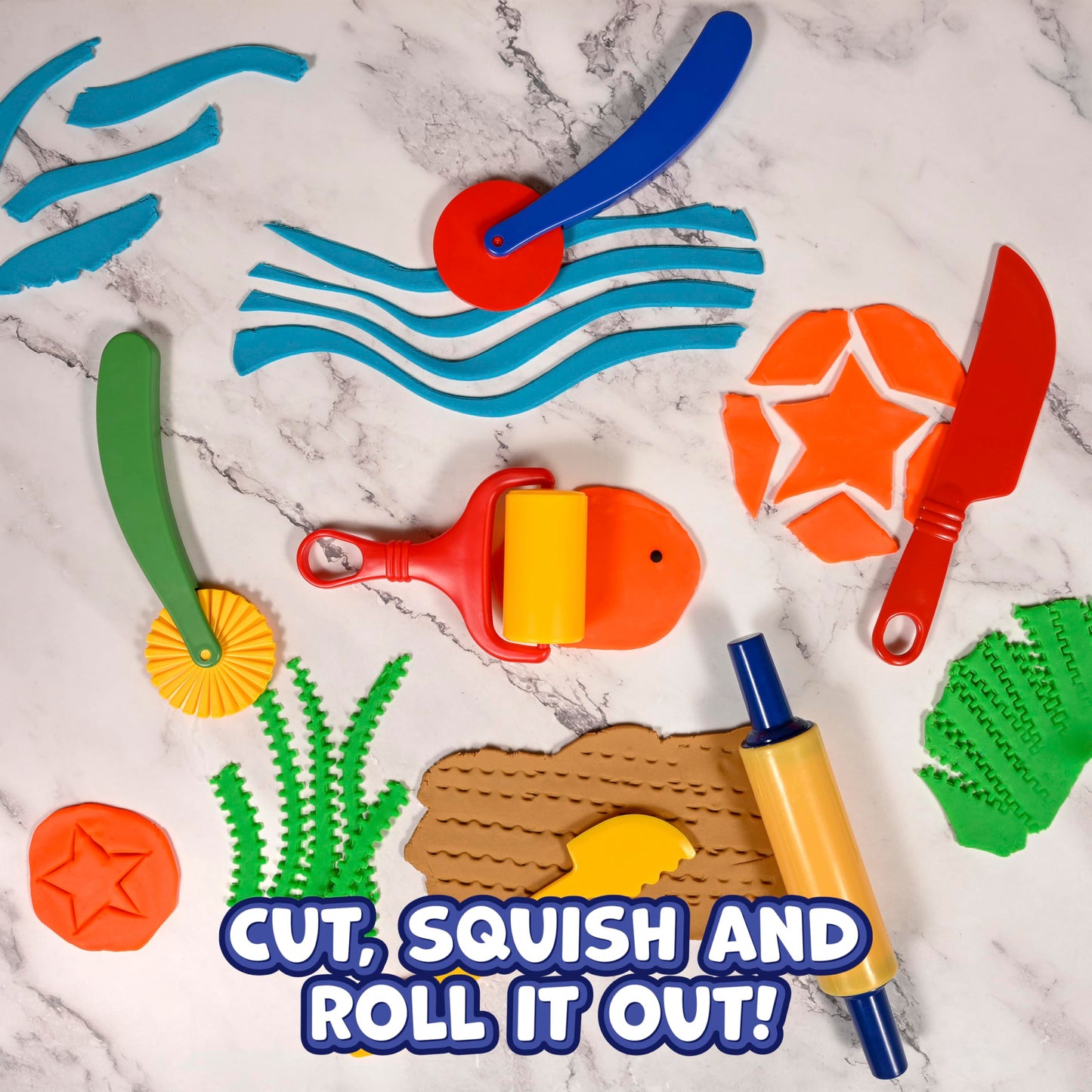 READY 2 LEARN Dough Tools Set (6) – Roll, Cut, Mold & Flatten for Toddler Crafts