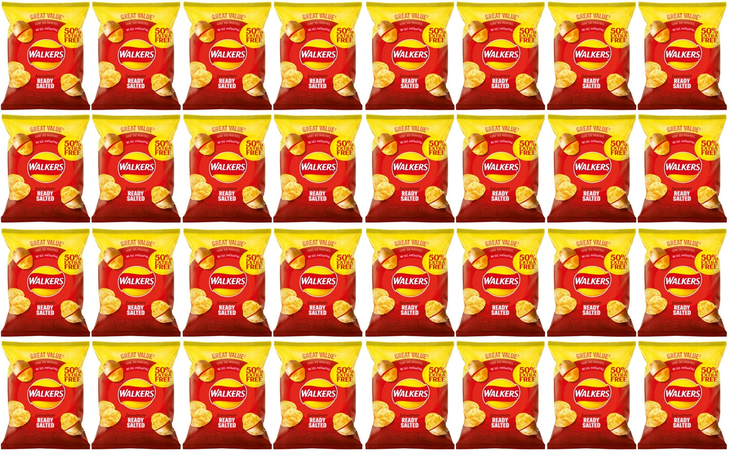 32 x Walkers Classically Ready Salted 32.5G + 50% Extra