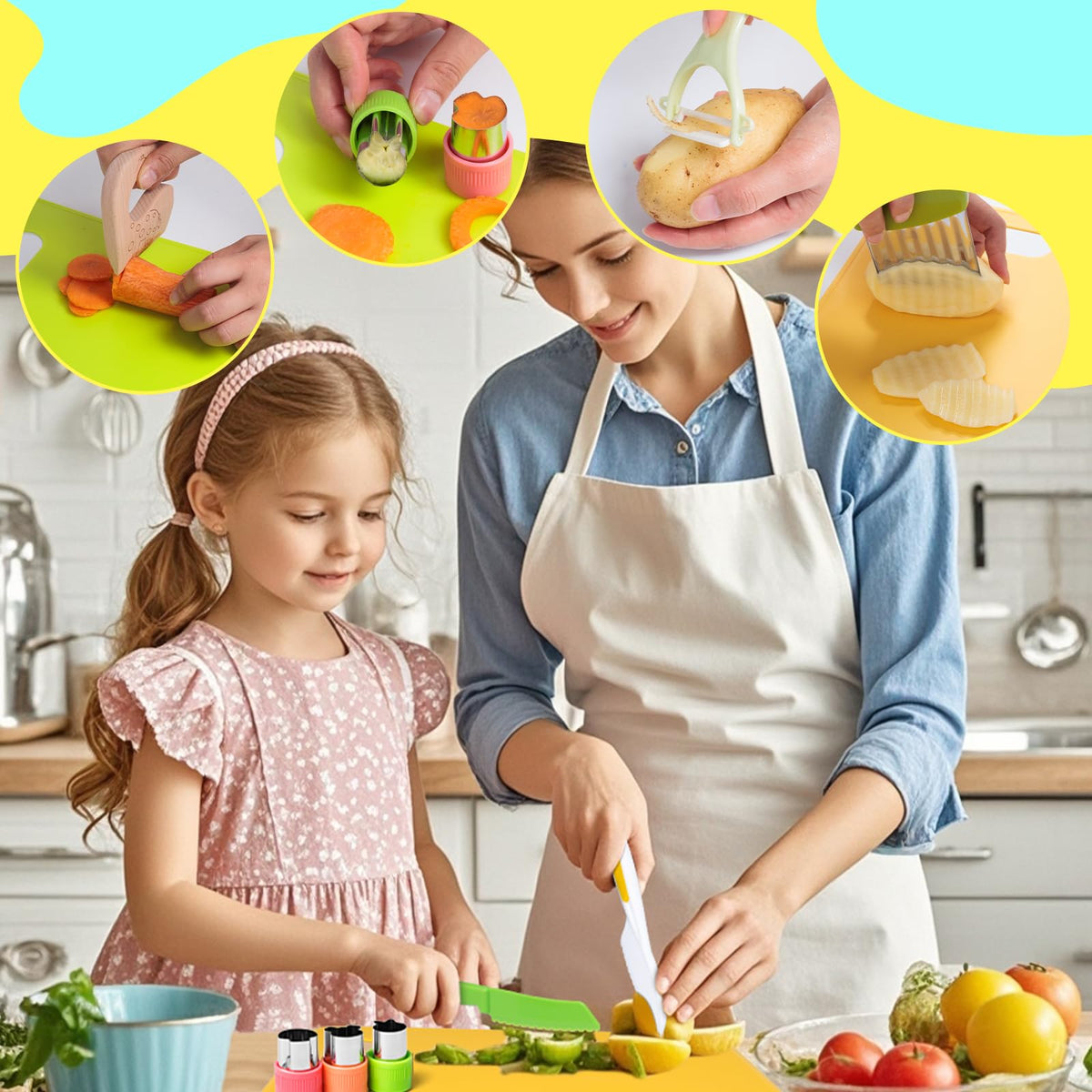 Reaeon 23-Pcs Kids Cooking Set – Safe Toddler Knife Kit with Cutting Boards & Accessories
