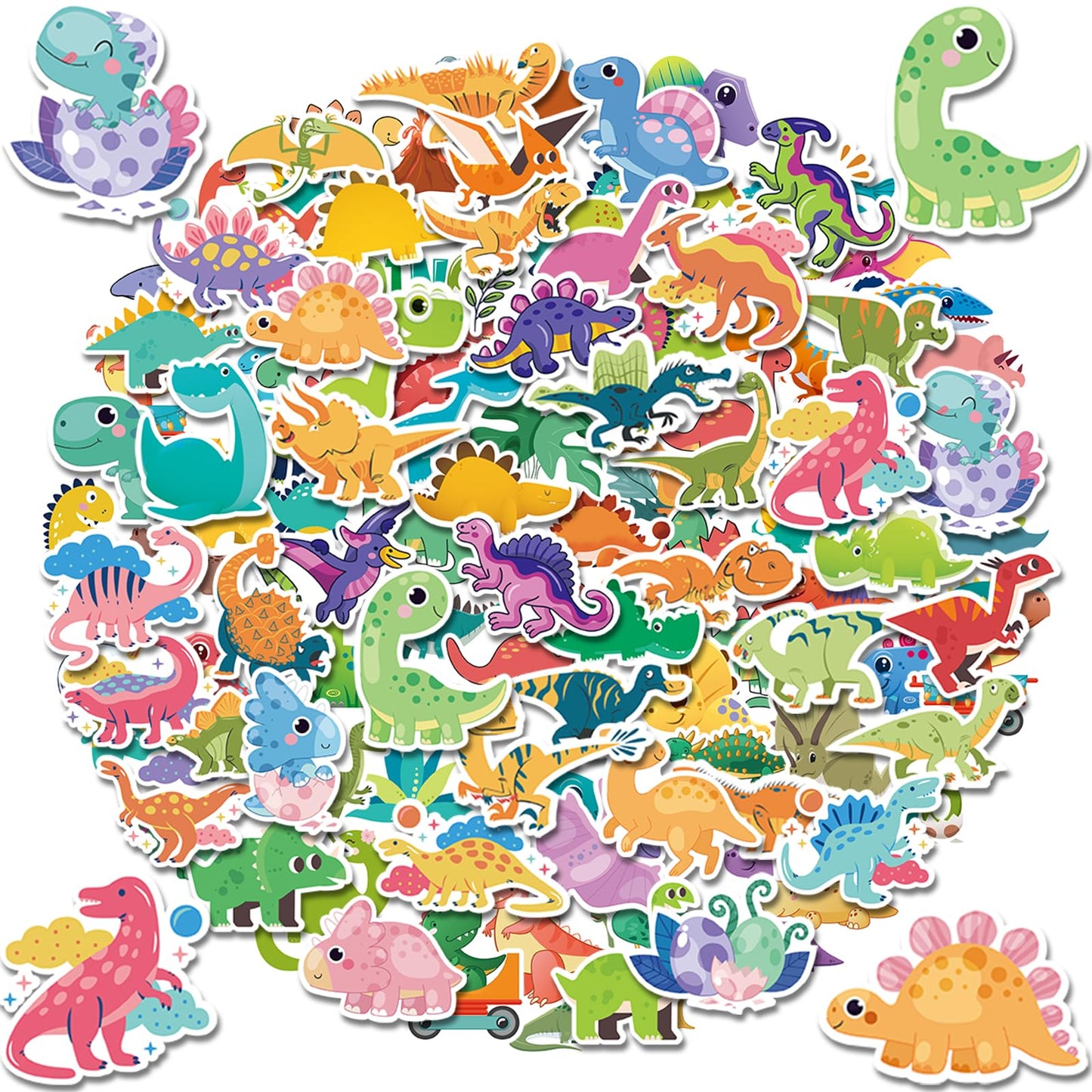 Reaeon 100 PC Cute Dinosaur Stickers for Kids – Waterproof Vinyl for Water Bottles and Laptops