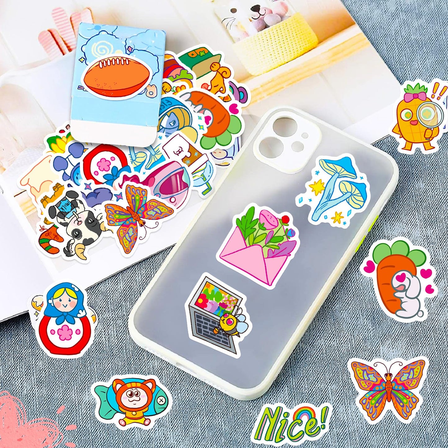 Reaeon 200 PCS Water Bottle Stickers – Waterproof Vinyl for Laptops, Bottles, Skateboards, Guitars