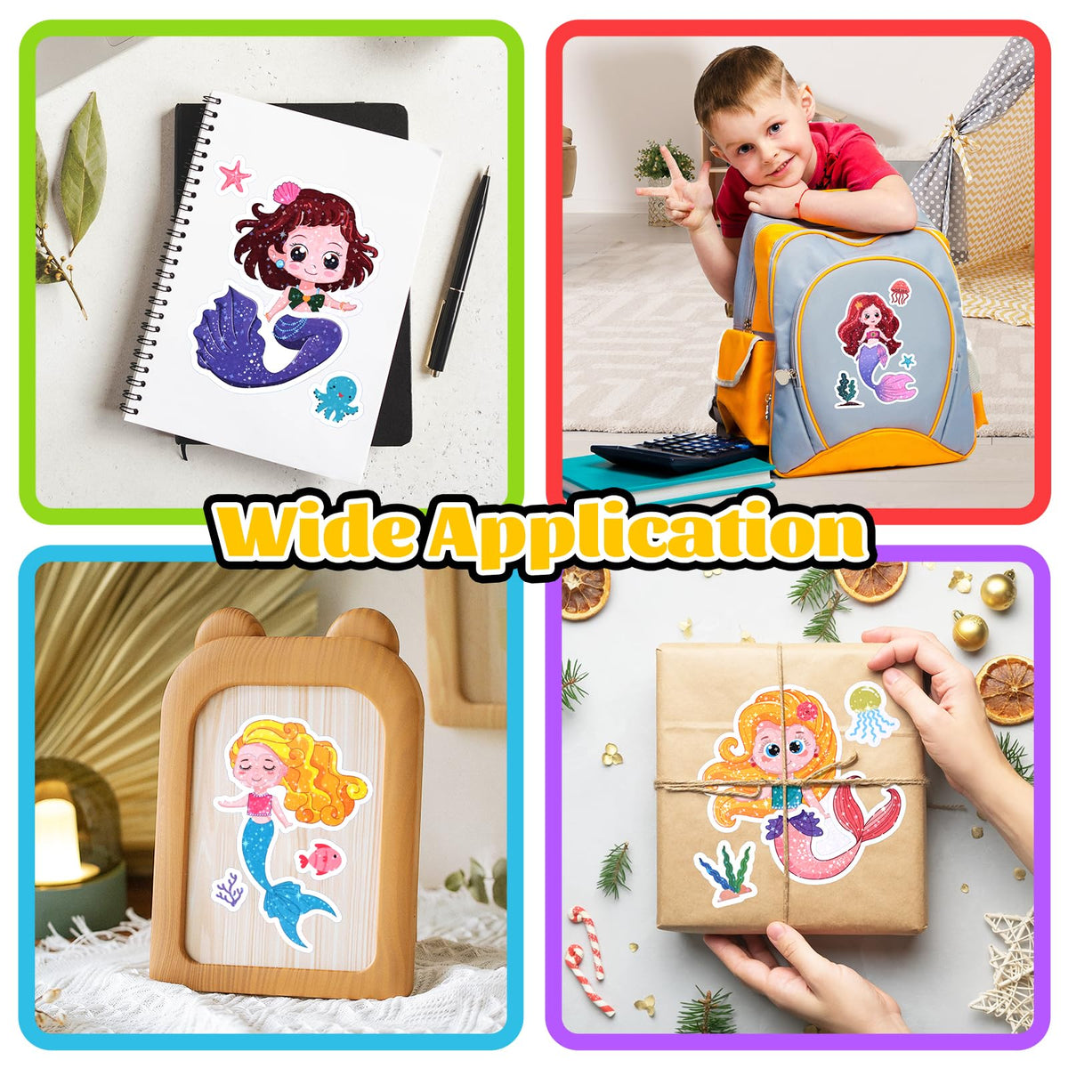 Reaeon 24 Mermaid Stickers Set – Mix & Match Creative Kids Crafts (8.27in × 5.9in)