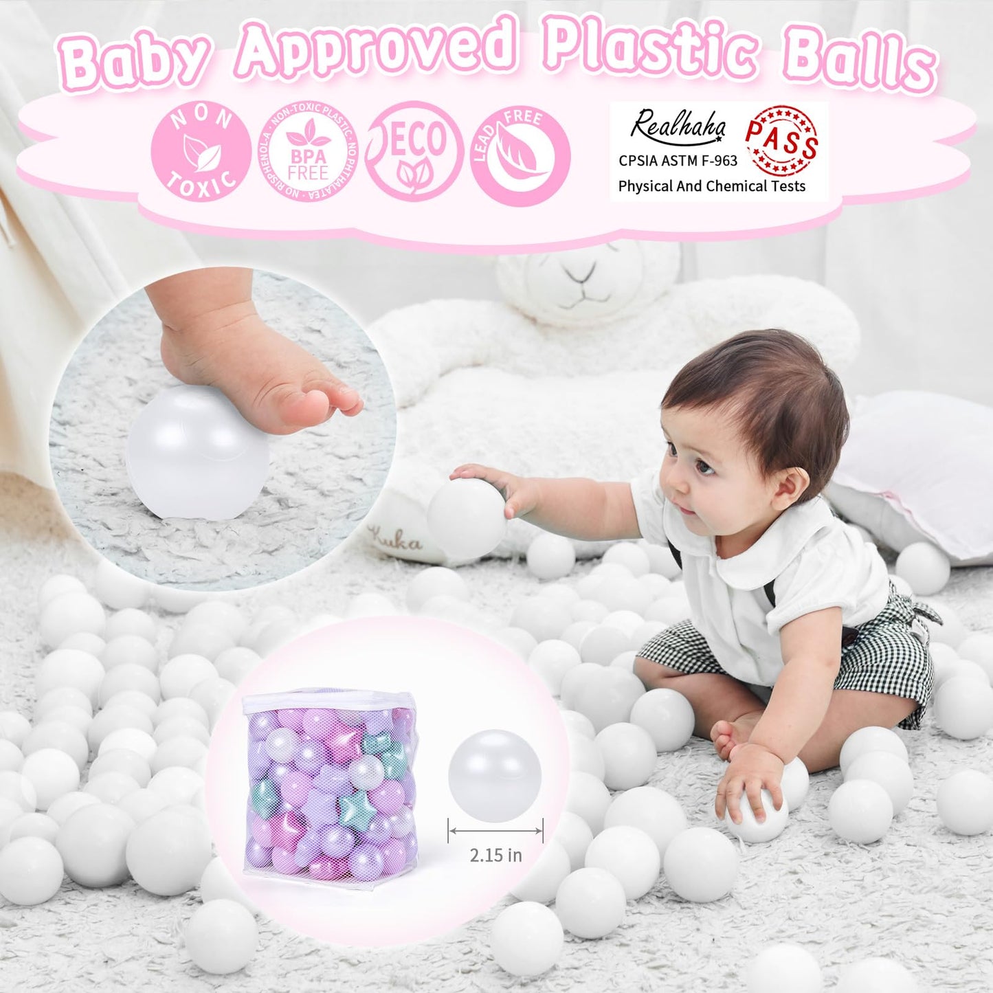 Realhaha Ball Pit Balls 100 PCS | Star Shapes for Babies & Kids in Purple
