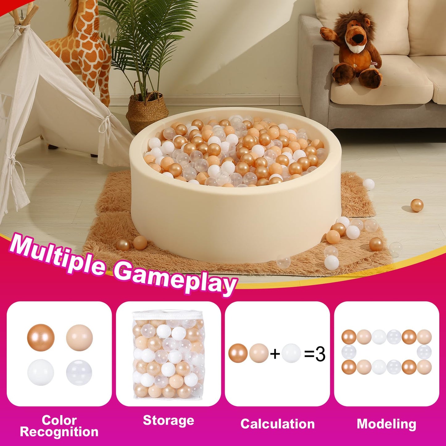 Realhaha Ball Pit Balls – 100 Pack, 2.16-inch Crush-Proof Plastic Balls for Babies and Toddlers