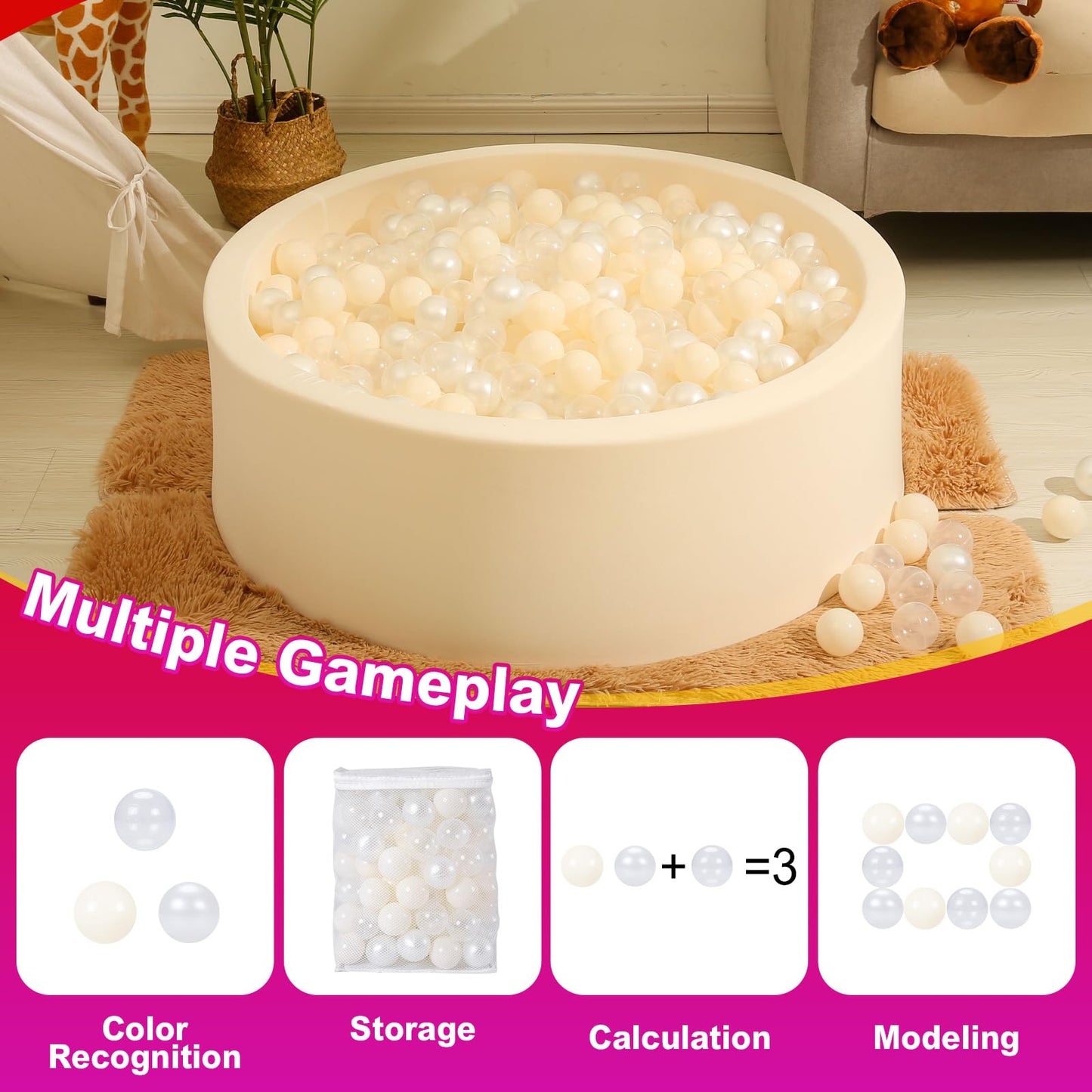 Realhaha Ball Pit Balls 200 – Beige Plastic Balls for Baby & Toddler Play