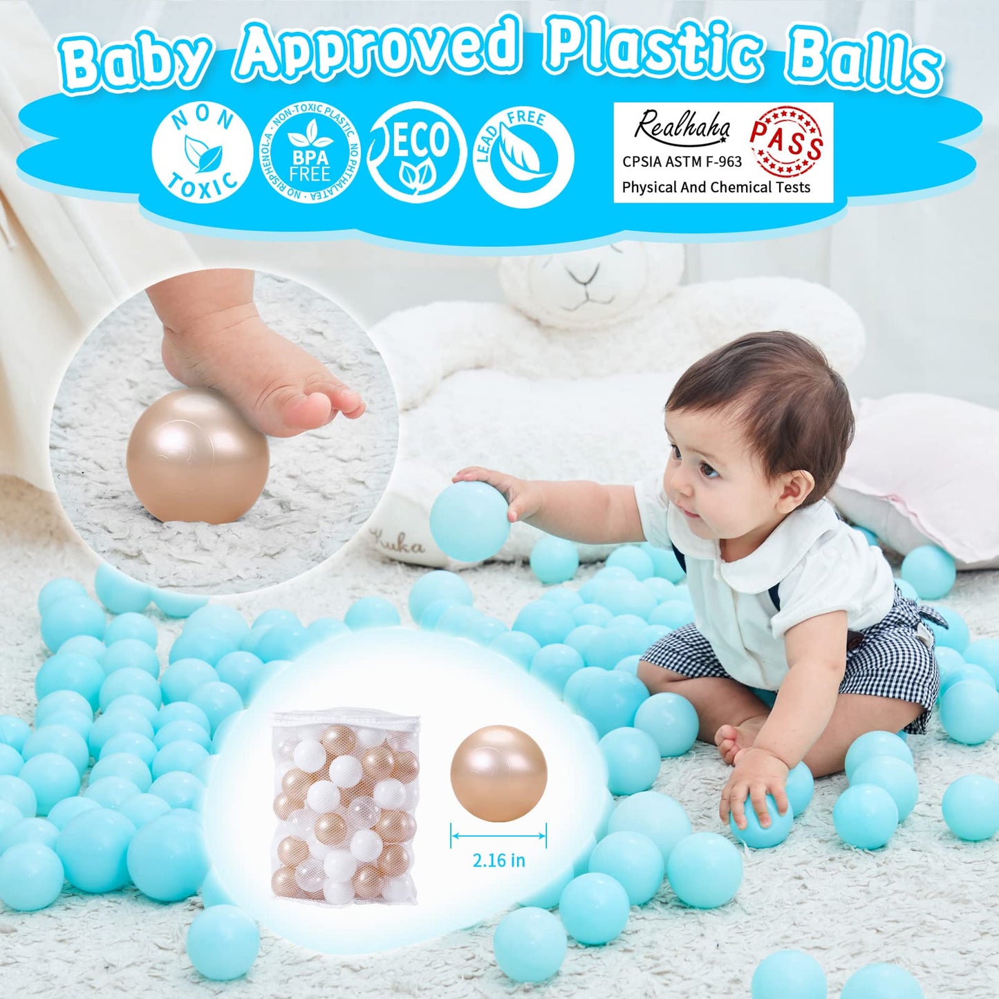 Realhaha Ball Pit Balls – 100 Play Balls for Safe Baby and Toddler Fun
