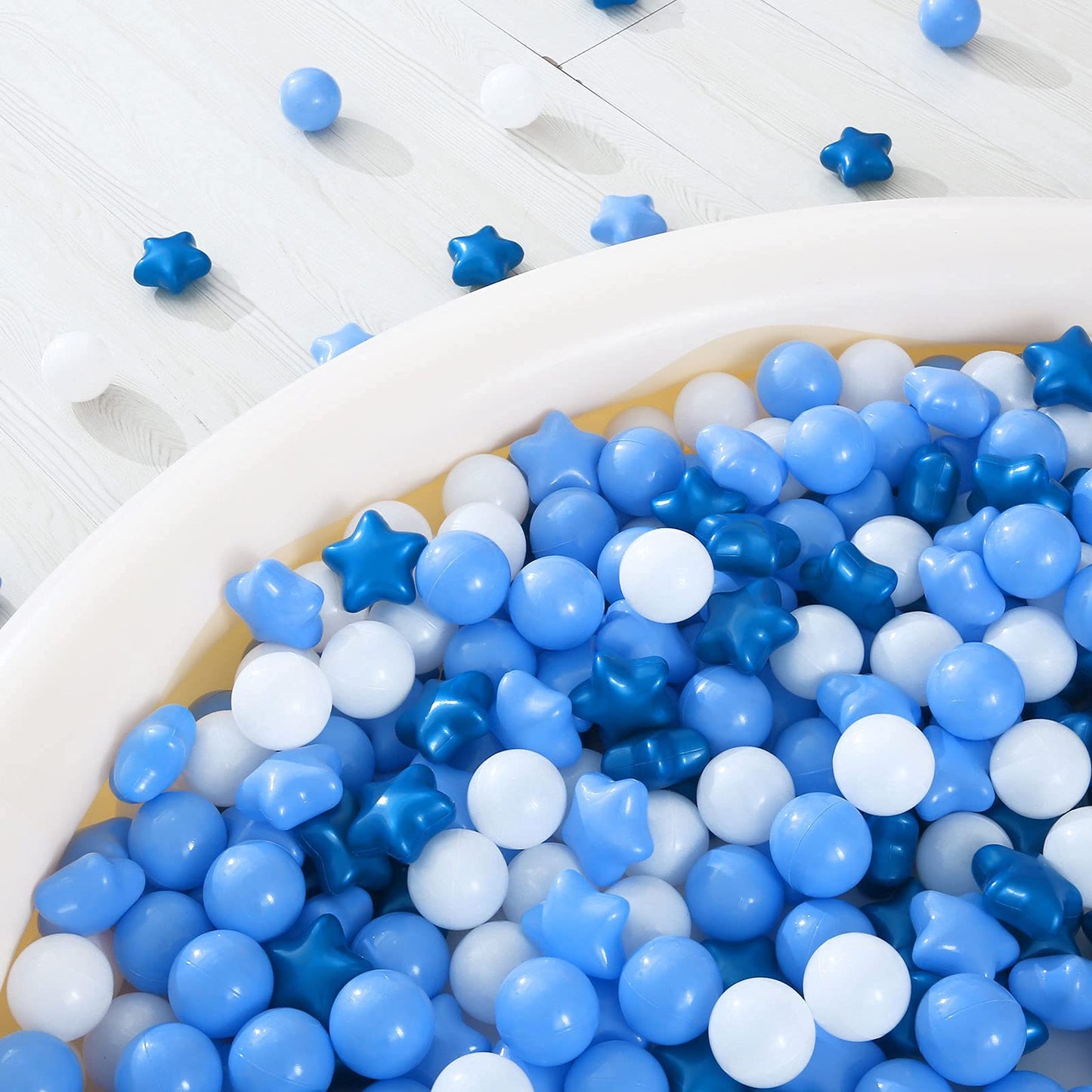 Realhaha Ball Pit Balls 100 PCS – Star Shapes in Pearl Blue & White