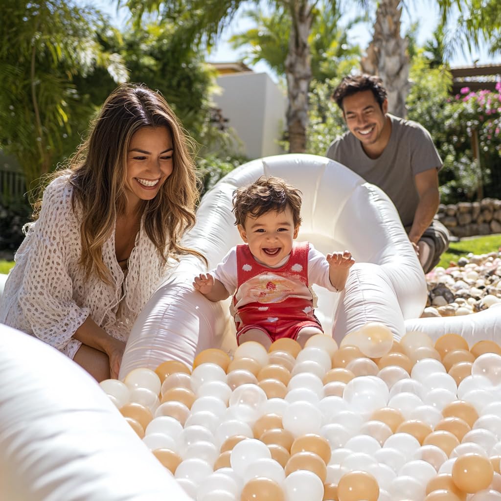 Realhaha Ball Pit Balls – 100 Safe Play Balls for Ball Pits (Milktea White)