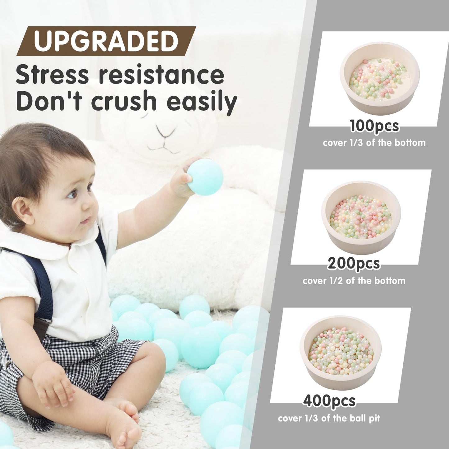Realhaha Ball Pit Balls – 100 Safe Play Balls for Ball Pits (Milktea White)