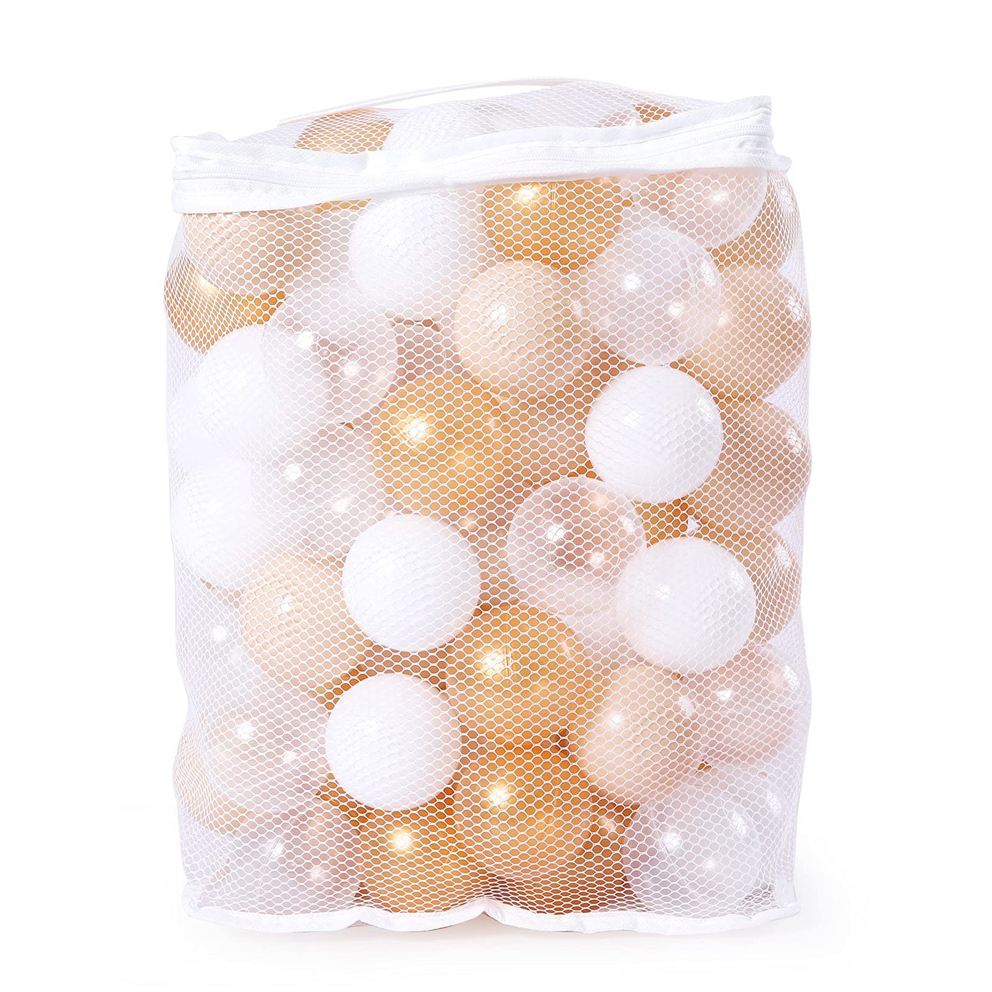 Realhaha Ball Pit Balls – 100 Safe Plastic Play Balls (Gold Milktea White)