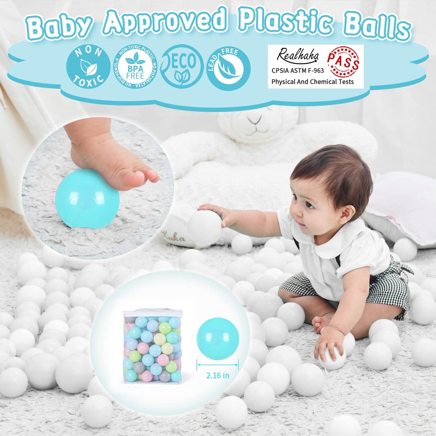 Realhaha Ball Pit Balls – 100 Safe Plastic Balls for Baby, Toddler, Play Tent & Pool