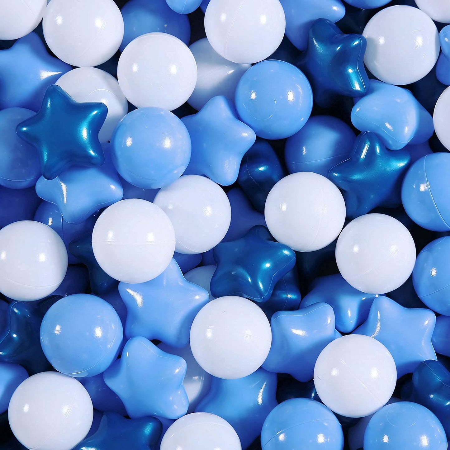 Realhaha Ball Pit Balls 100 PCS – Star Shapes in Pearl Blue & White