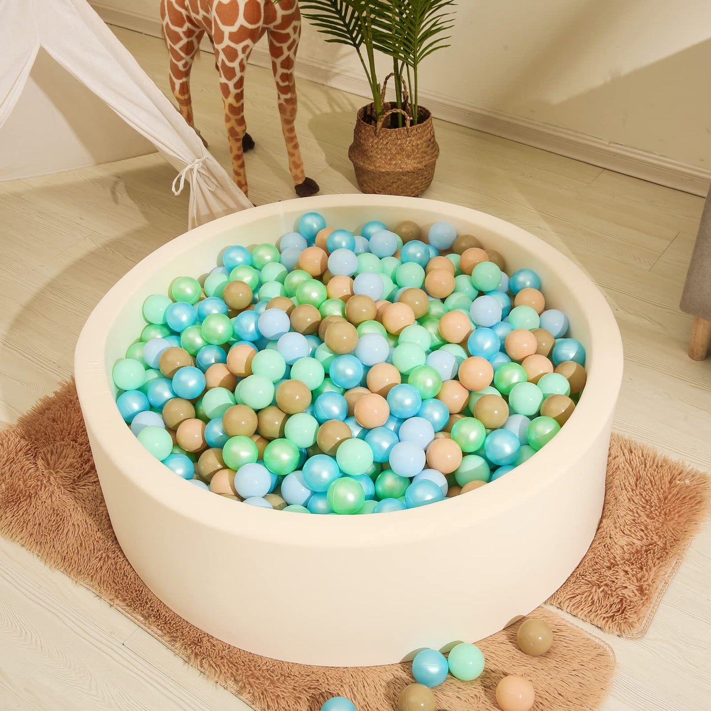 Realhaha Ball Pit Balls – 100 Safe 2.16-Inch Plastic Balls for Ball Pits, Tents & Pools (Green & Blue)