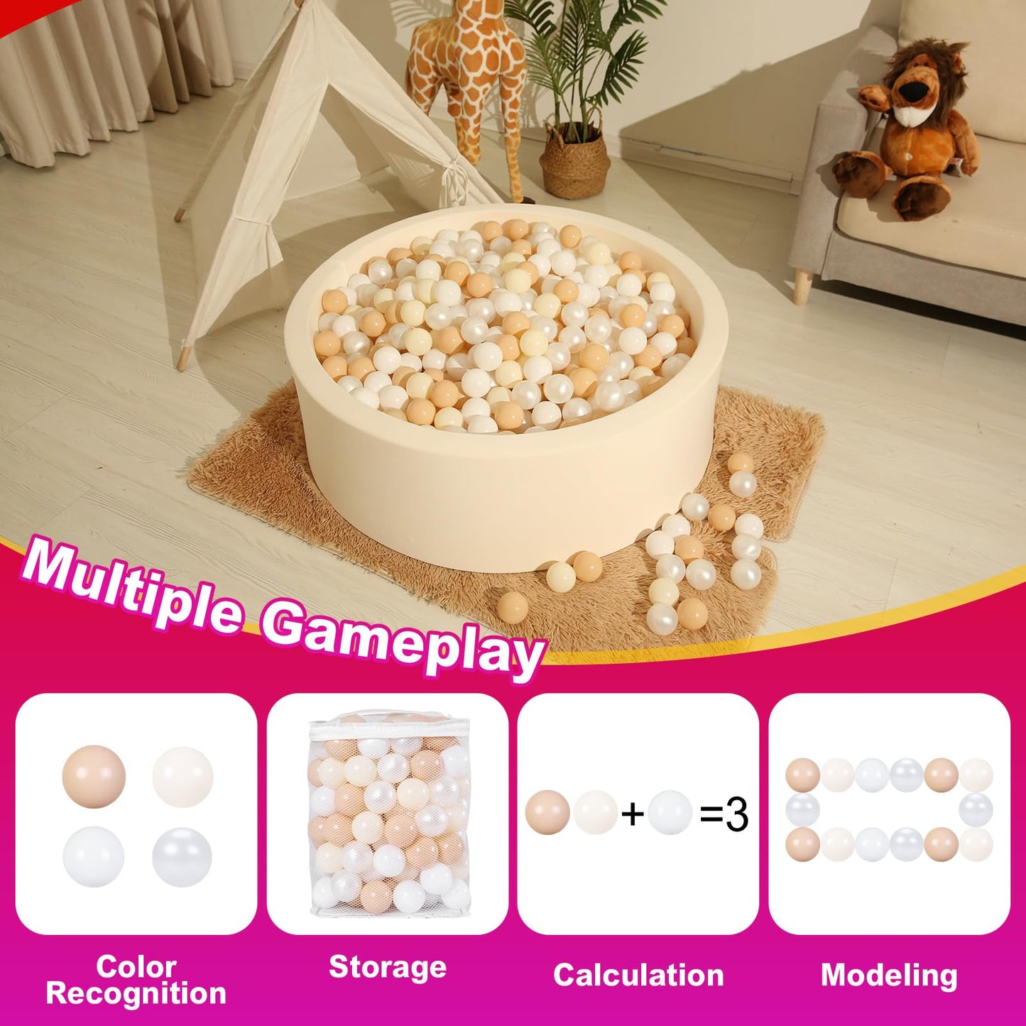 Realhaha Ball Pit Balls – 100 Safe Play Balls for Baby and Toddler