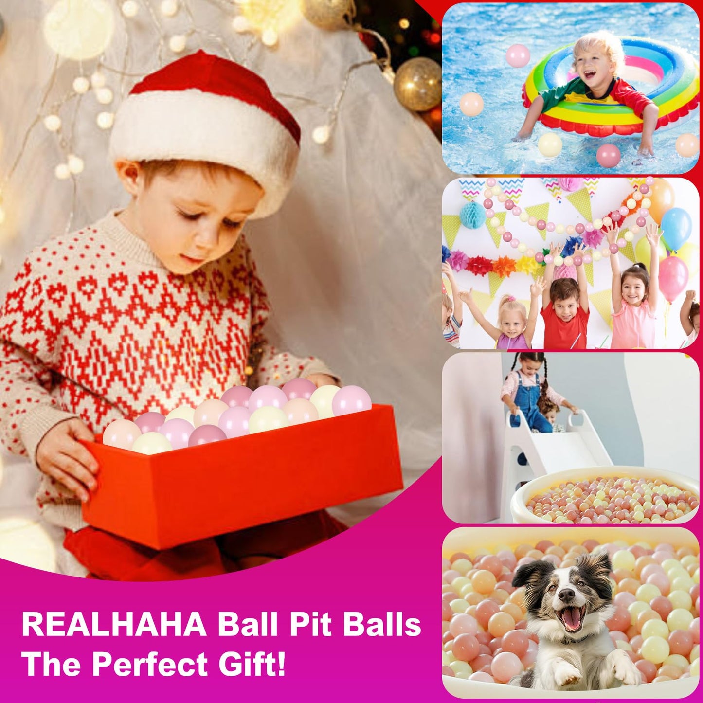 Realhaha Ball Pit Balls - 200 Safe Pink & Yellow Plastic Balls for Ball Pits, Pools & Play