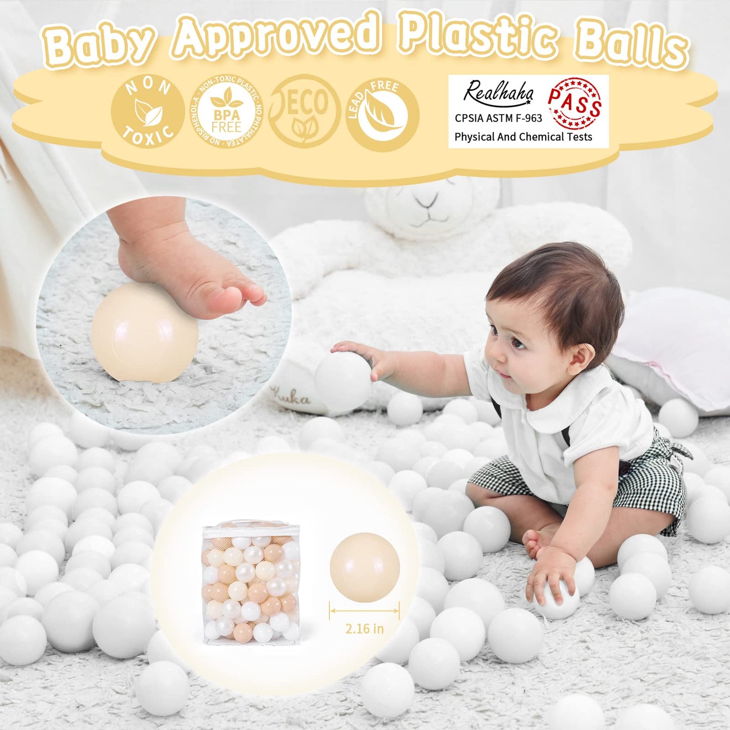 Realhaha Ball Pit Balls – 100 Safe Play Balls for Baby and Toddler