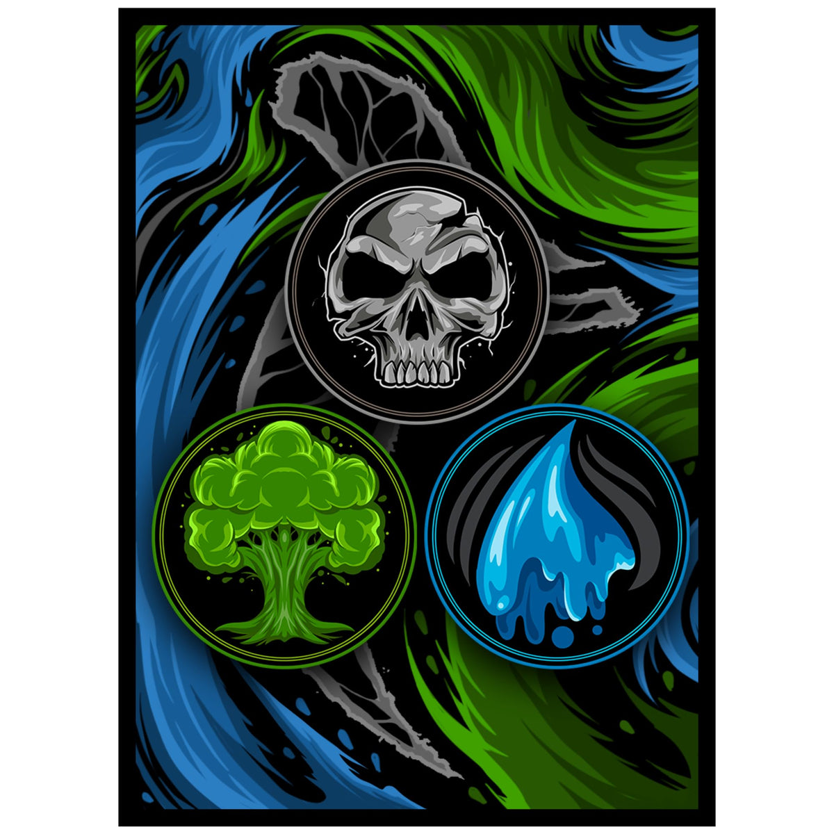 Realm Guard - 100ct Textured Matte Card Sleeves (Black, Green & Blue) for MTG & Lorcana