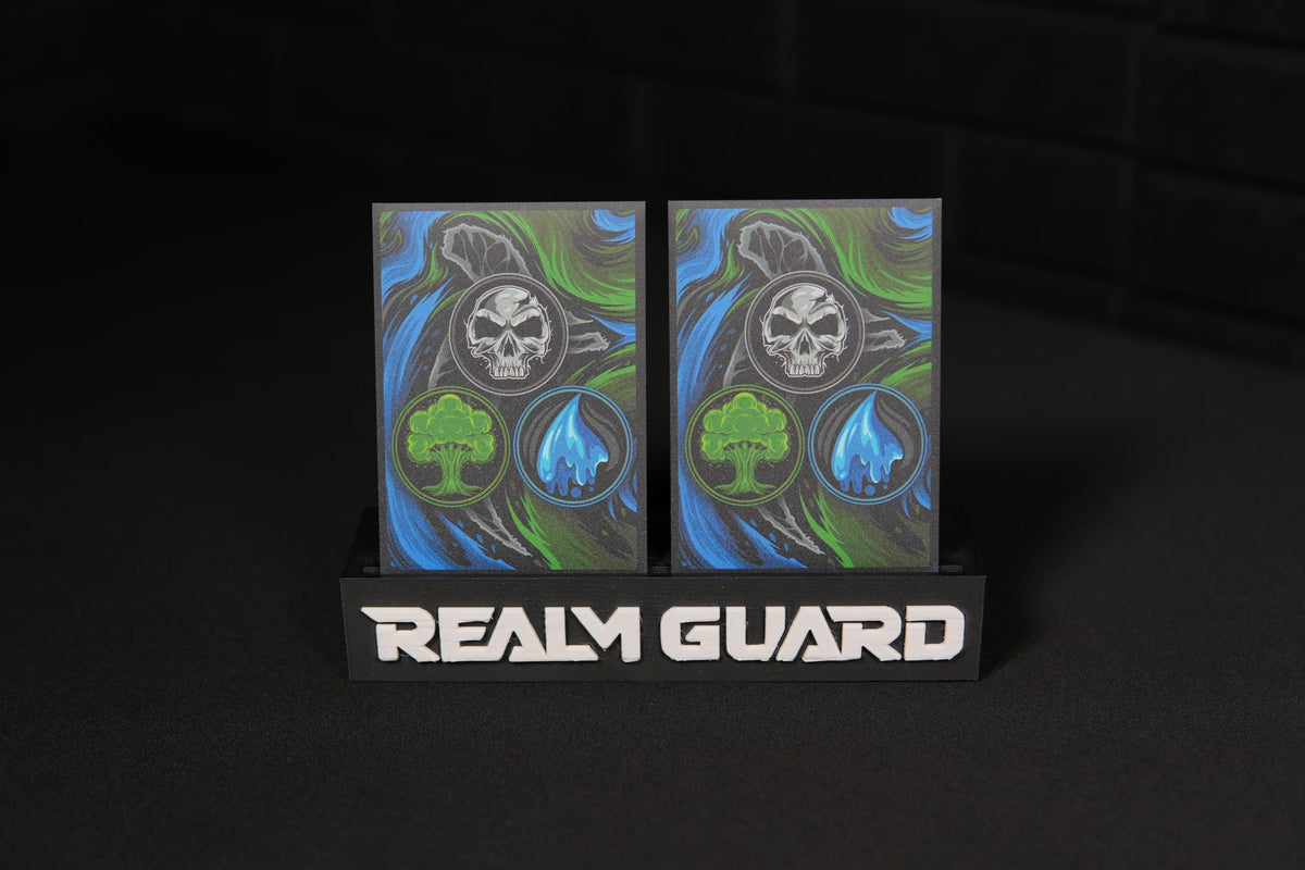 Realm Guard - 100ct Textured Matte Card Sleeves (Black, Green & Blue) for MTG & Lorcana
