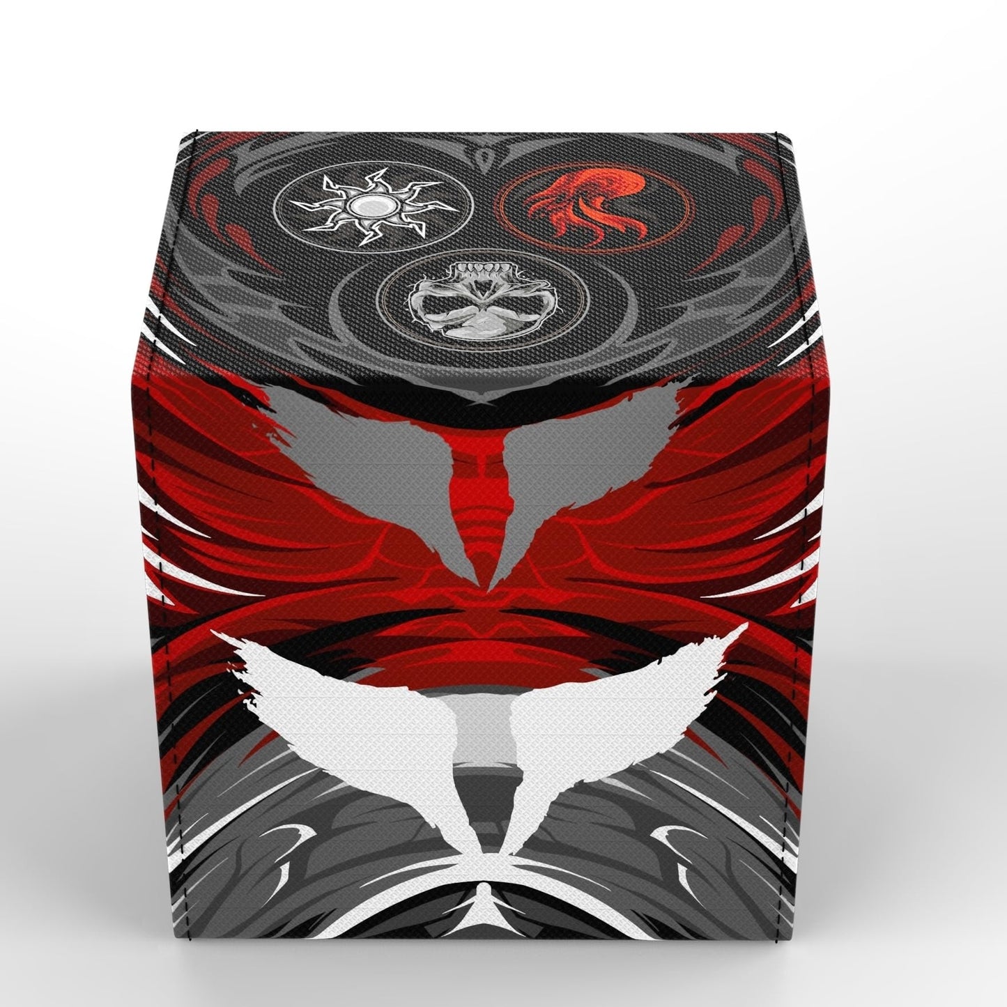Realm Guard Commander Deck Box with Storage — 100+ Card Capacity (Black/Red/White)