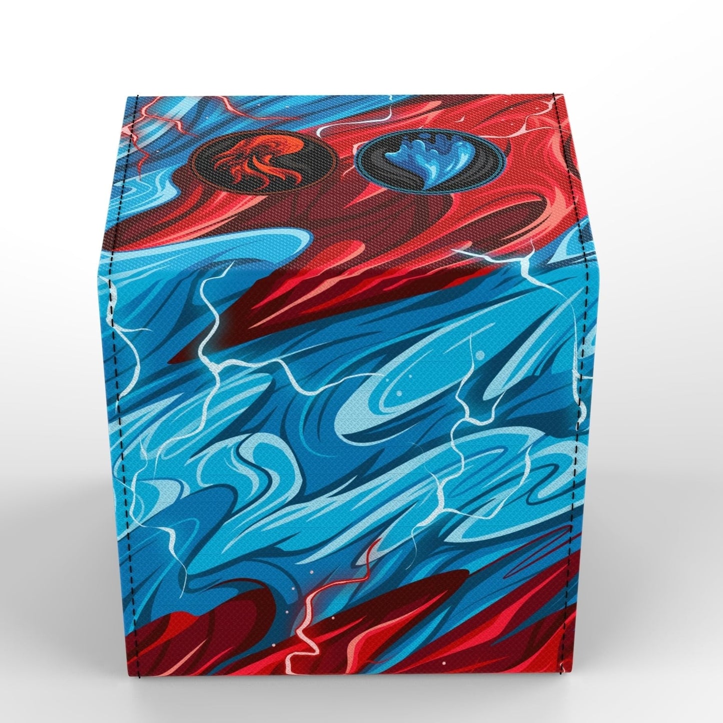 Realm Guard Commander Deck Box with Storage – 120 Sleeved Capacity, Blue/Red