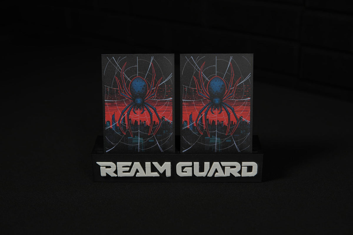 Realm Guard 100ct Textured Card Sleeves – Spider Art (66x92mm) for MTG & Lorcana