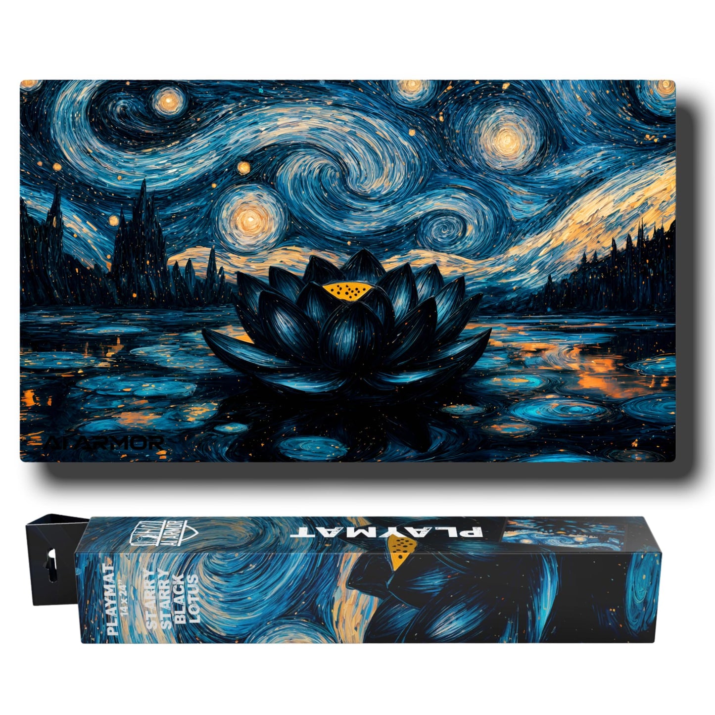 Realm Guard - 14x24 TCG/MTG Playmat (Starry Starry Black Lotus)