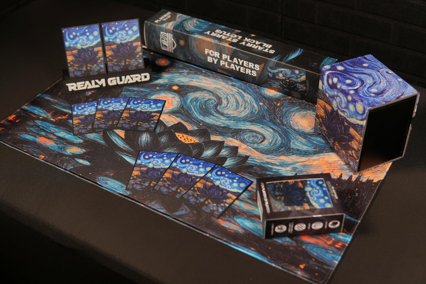 Realm Guard - 14x24 TCG/MTG Playmat (Starry Starry Black Lotus)