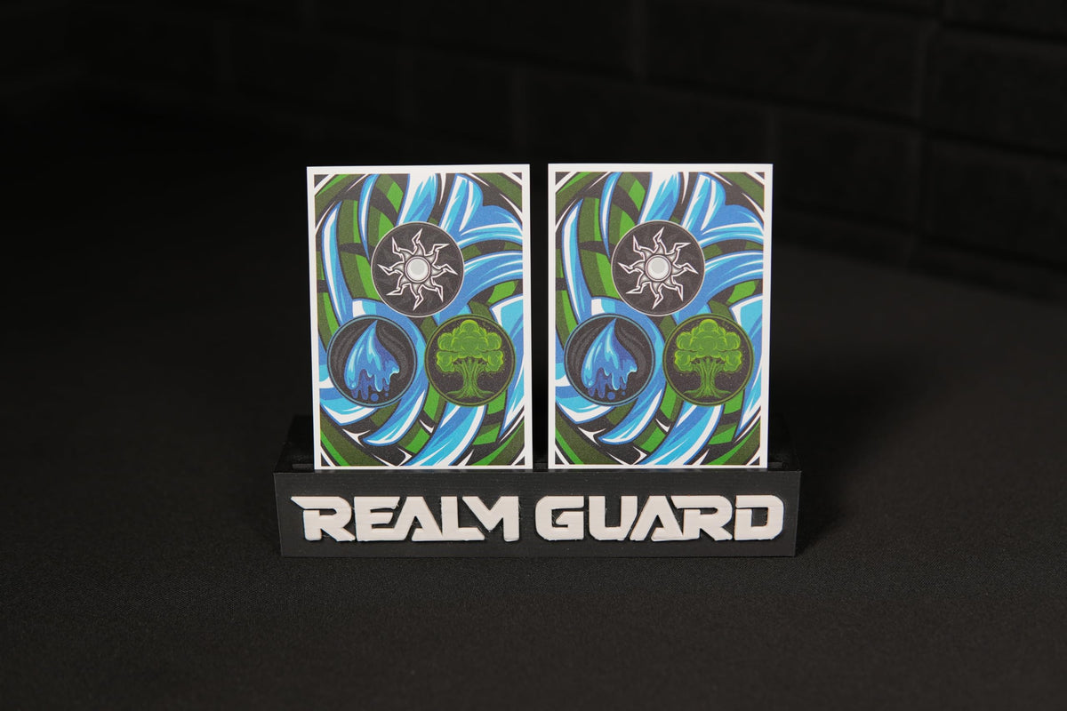 Realm Guard - 100ct Textured Matte Card Sleeves (White Border, Black Inside) for MTG & Lorcana