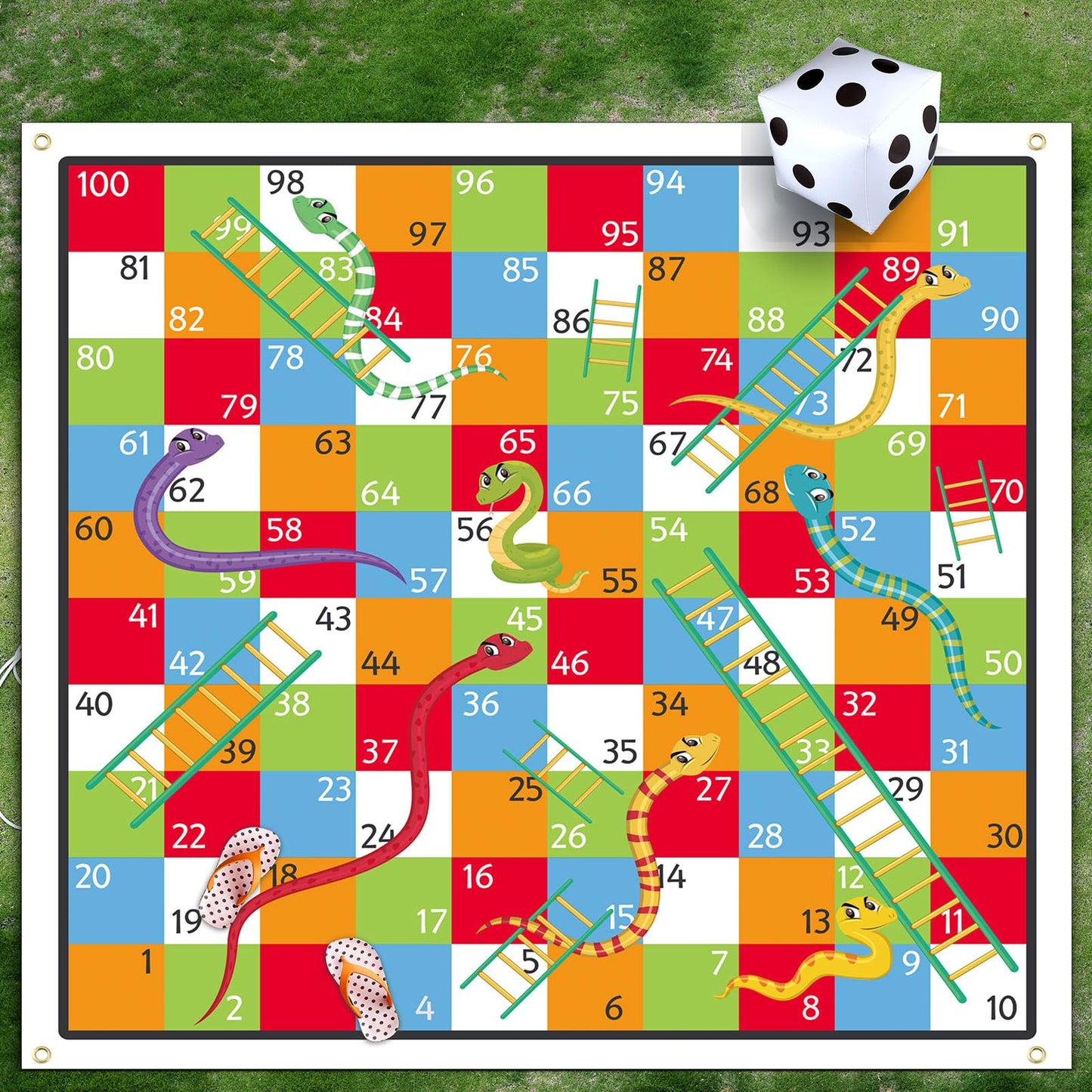 Realspring 9.8 ft Giant Snakes and Ladders Mat – Indoor & Outdoor Family Game