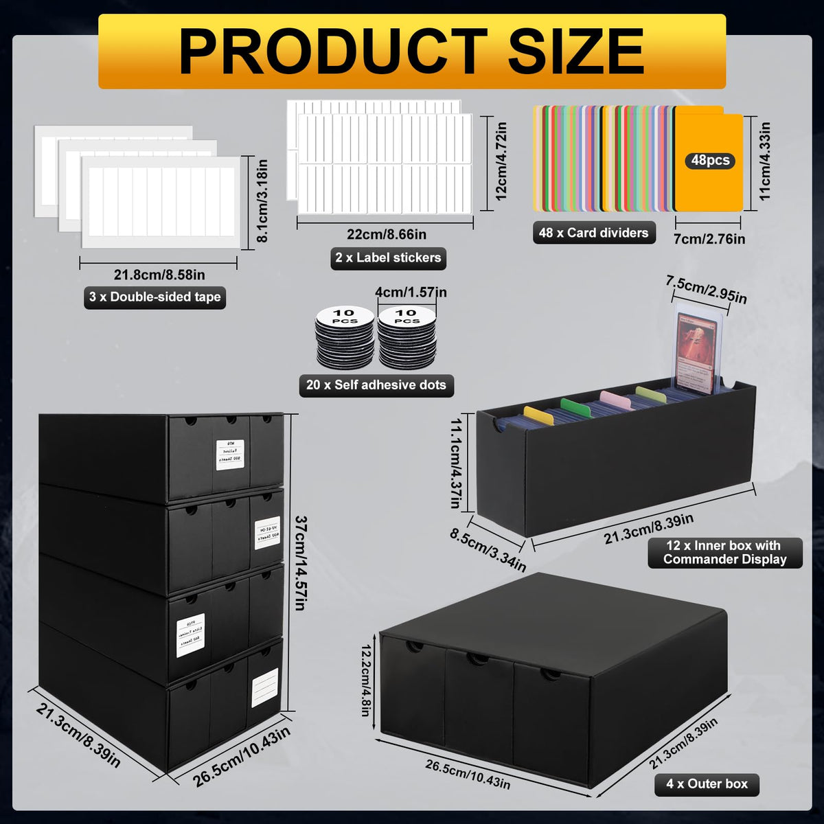 REAQUE Toploader Storage Box — 1300+ Toploaders Capacity, 12-Drawer Card Organizer